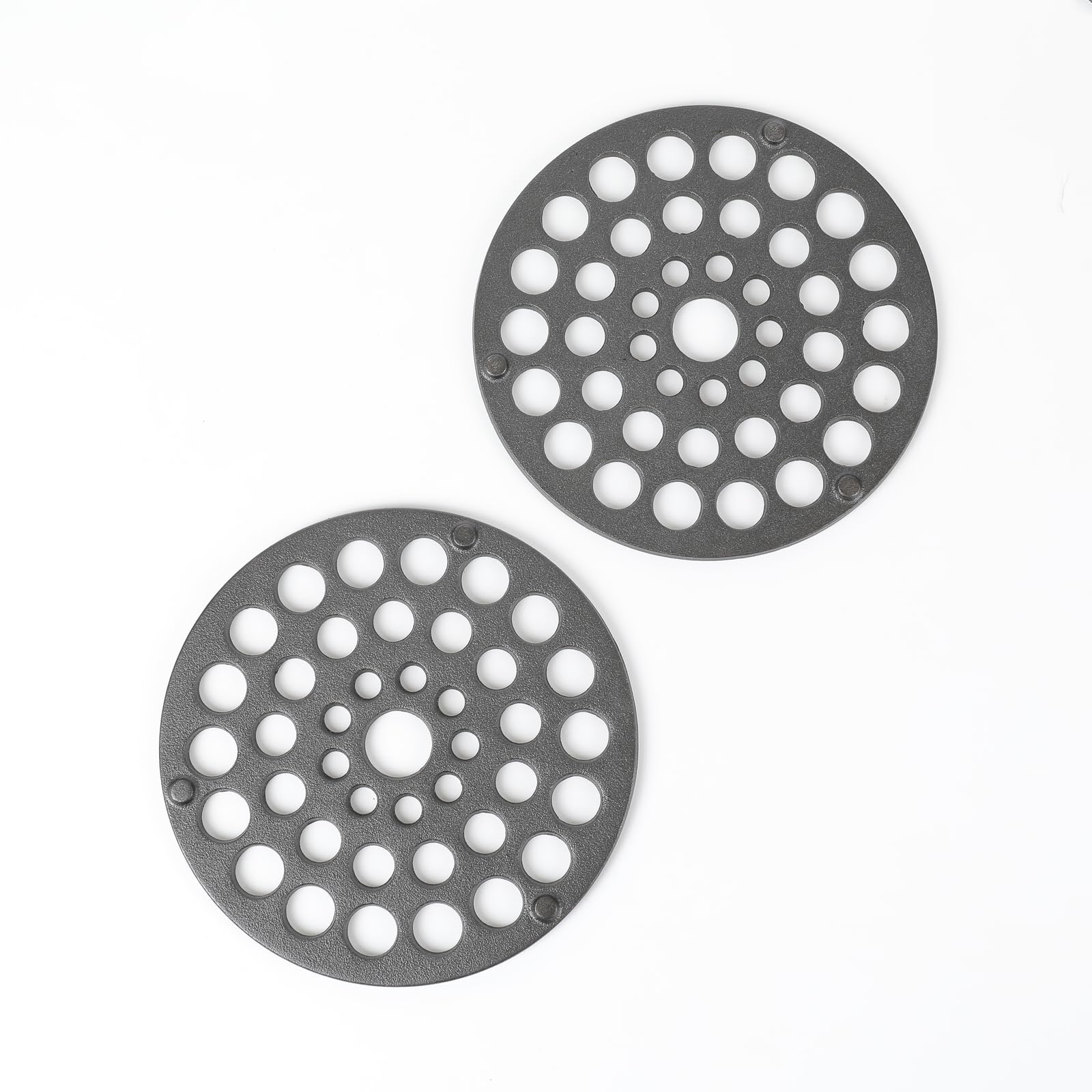 Hawok Cast Iron Round Meat Rack/Trivet Set Of 2Pc,8 Inch, Black