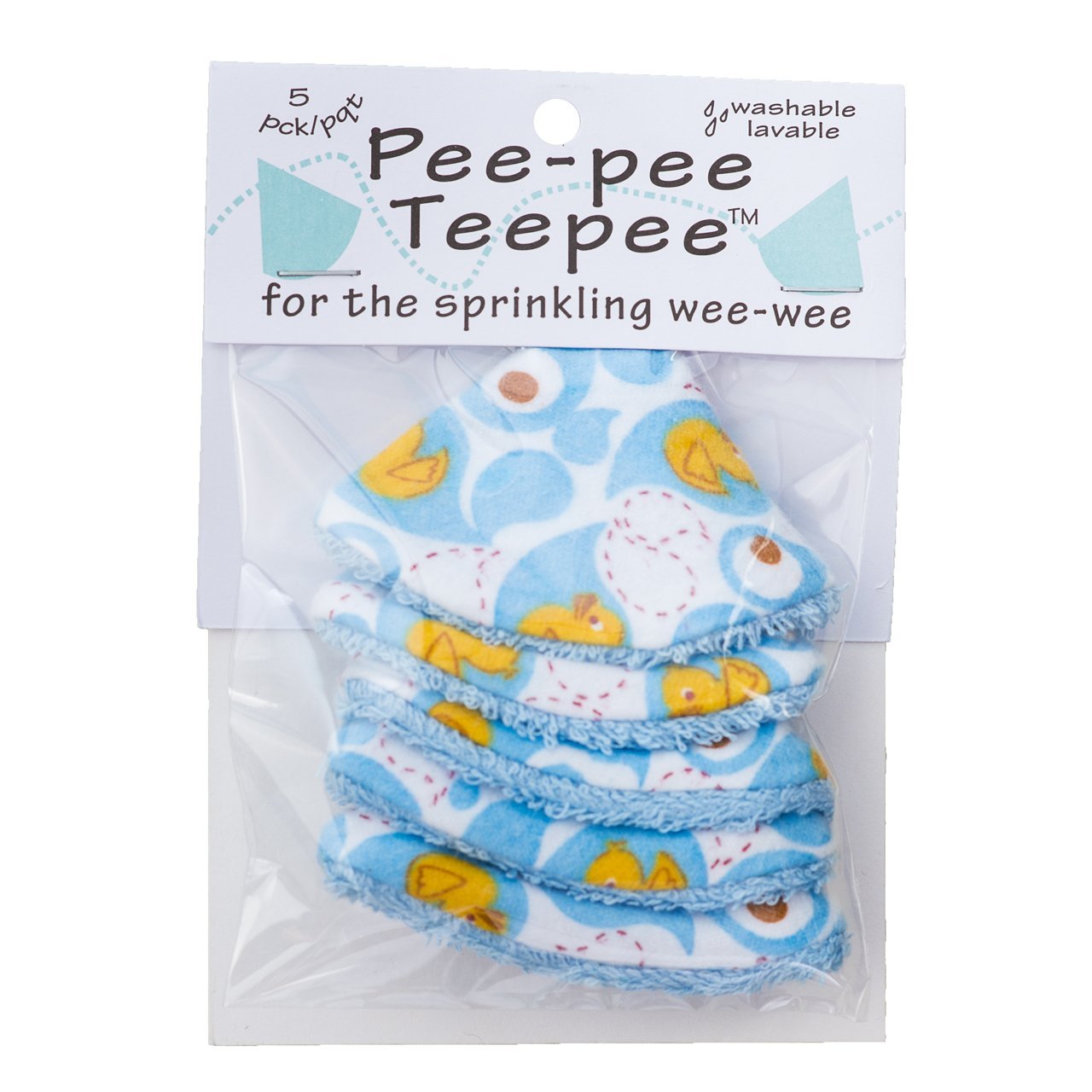 Beba Bean Pee-Pee Teepee Rubber Ducky Blue - 5 Count Cotton Pack, Model PT3085
