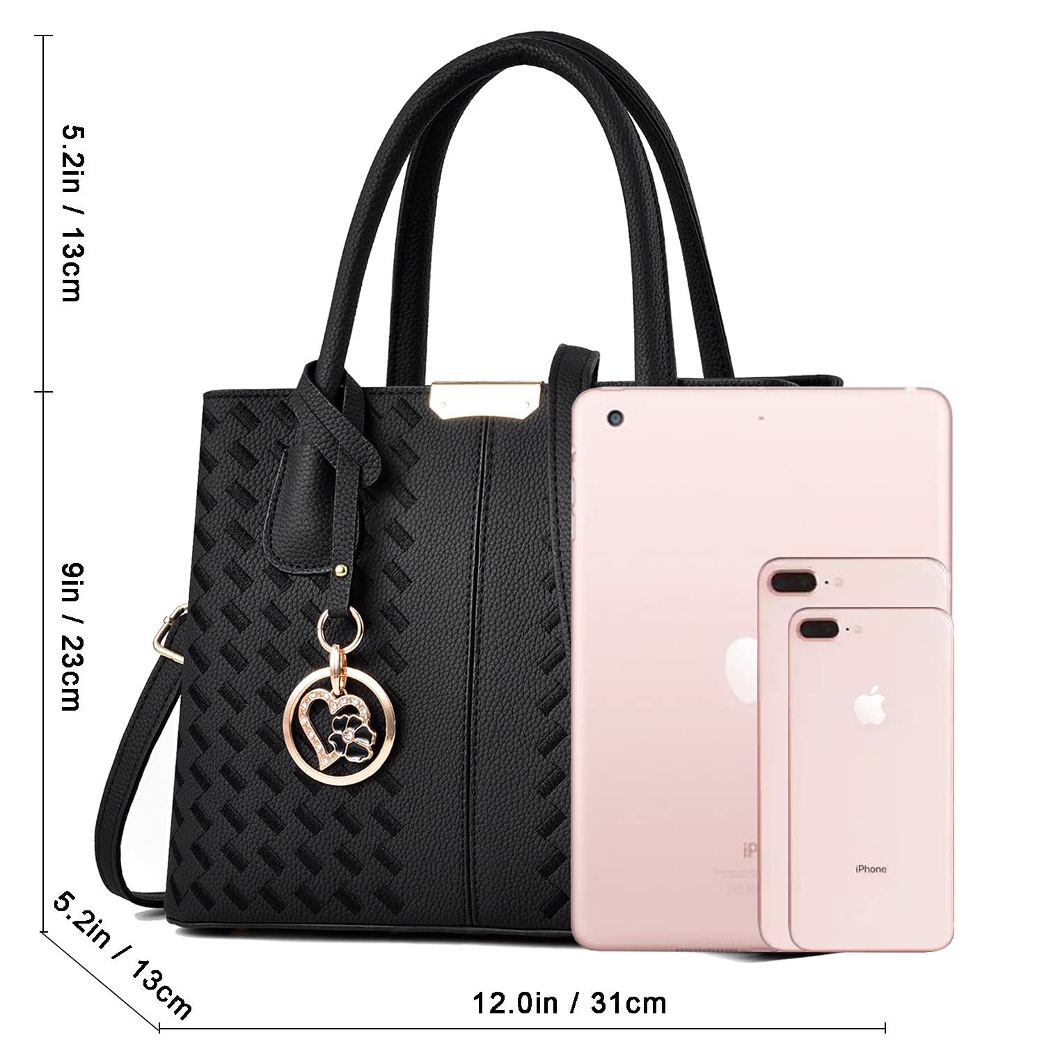 Chicarousal Purses And Handbags For Women Leather Crossbody Bags Womens Tote Shoulder Bag (Xiu Black)