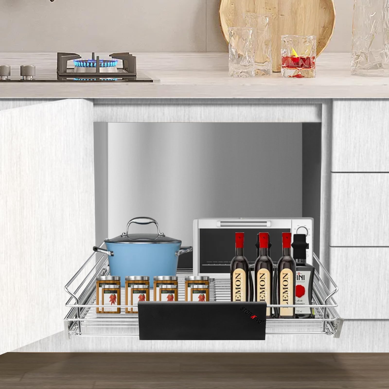 Sttorking Expandable Pull Out Cabinet Organizer, Slide Out Drawers For Kitchen Cabinets, Heavy Duty Storage Drawers, Cabinet Wir