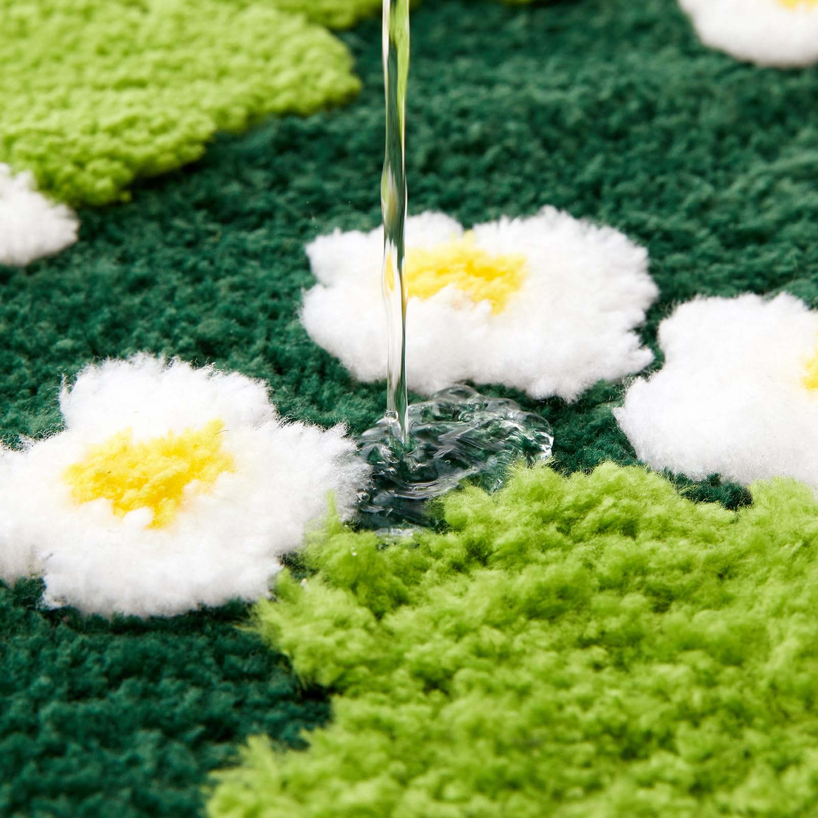 Ouyattle Cute Moss Rug, Green Floral Bath Mat Aesthetic Bathroom Rug 24''W X 36''L Non Slip Washable, Modern Chic Boho Funky Thr