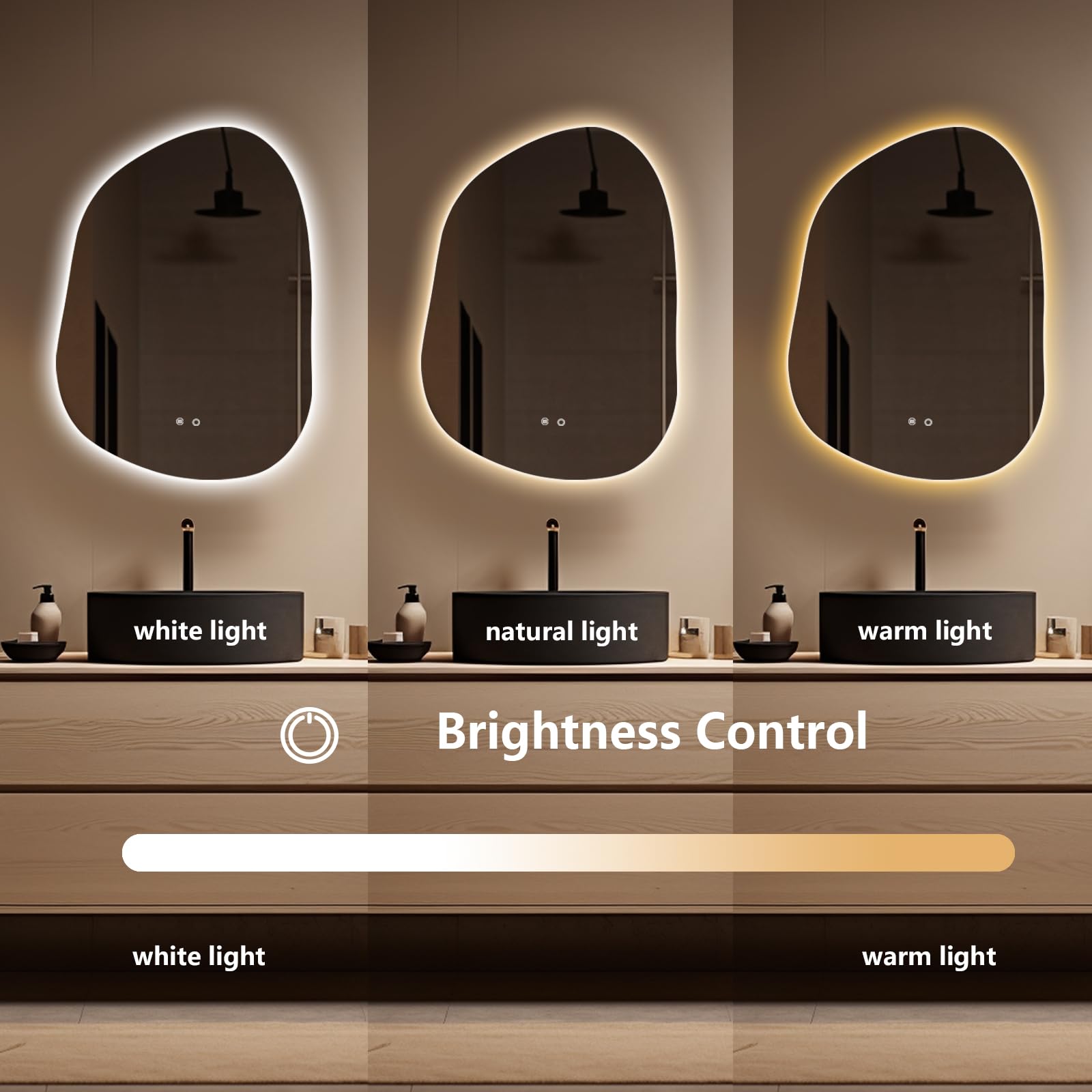 Wallbeyond Led Bathroom Mirror With Lights, 22 X 30 Inch Led Bathroom Vanity Mirror For Wall, Anti Fog Mirror For Bathroom, 3 Co