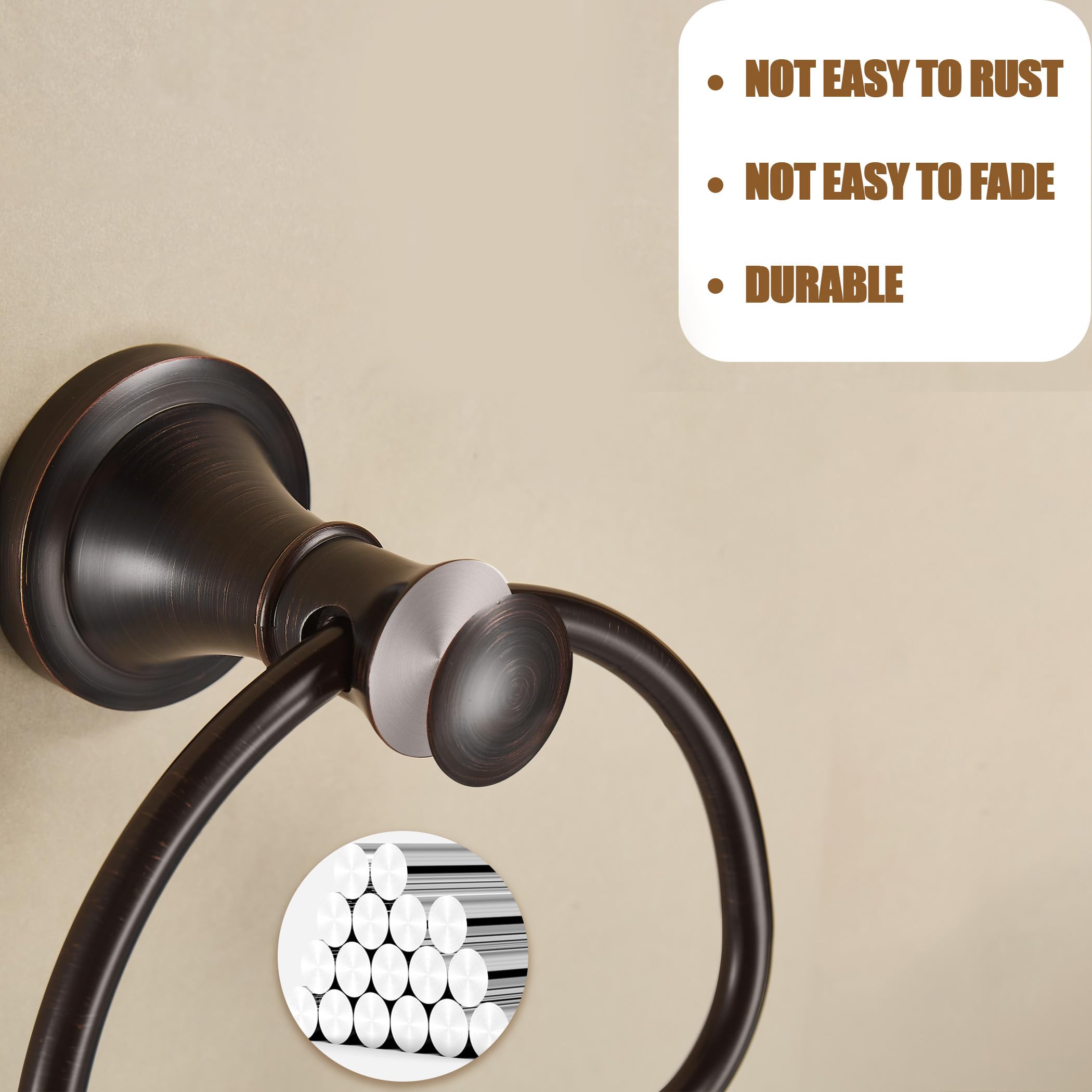 Wolibeer Bronze Towel Ring,Bathroom Hand Towel Holder,Oil Rubbed Towel Hanger Wall Mount Farmhouse Towel Rack Rustic Bath Access