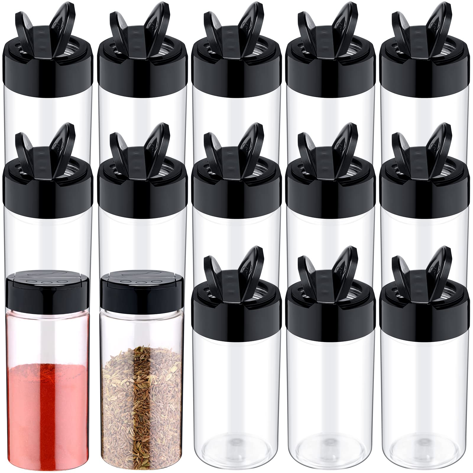 Mimorou 30 Pack 8.7 oz Plastic Spice Jars with Shaker Lids Clear Seasoning Containers Spice Bottles for Kitchen Storing Spice He