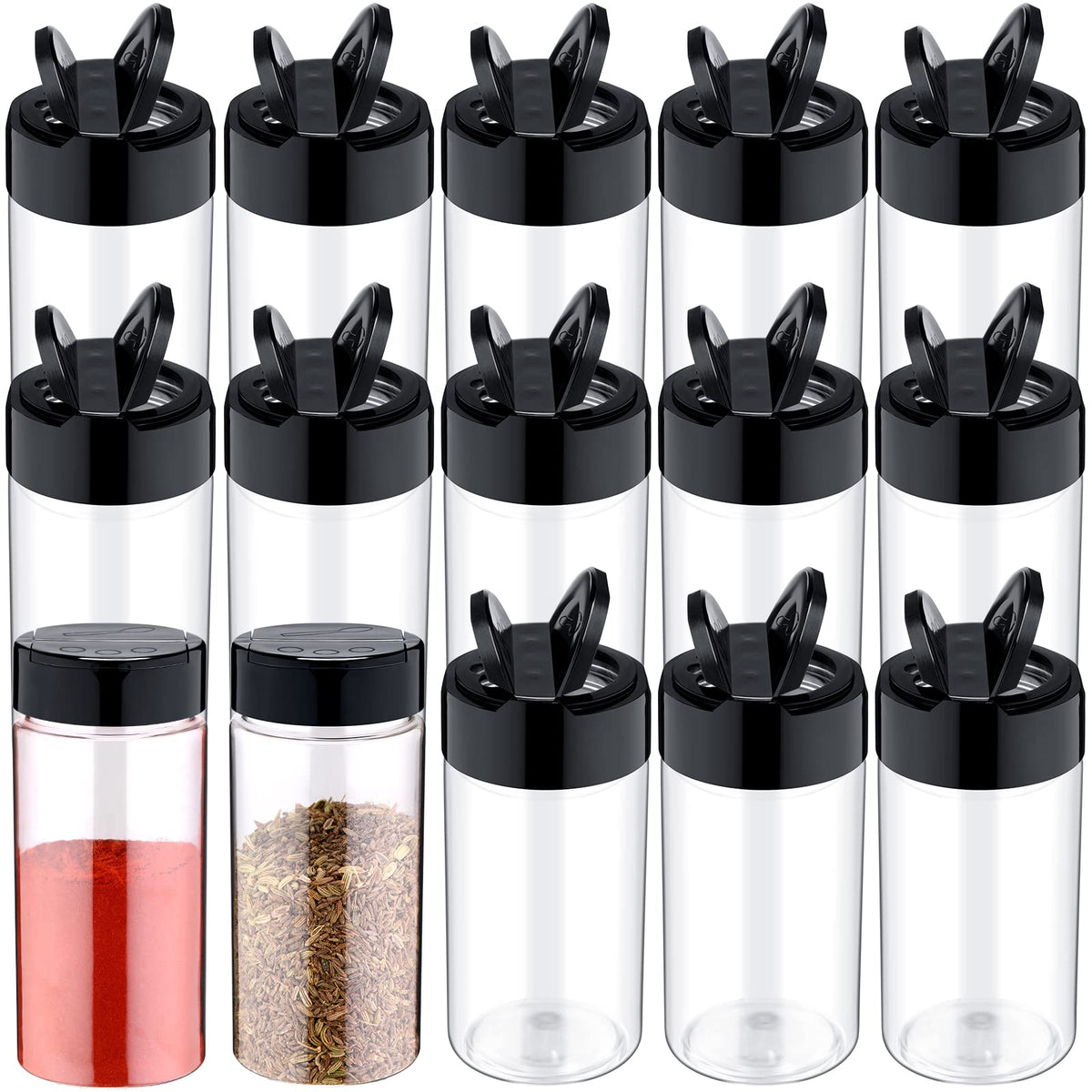 Mimorou 30 Pack 8.7 oz Plastic Spice Jars with Shaker Lids Clear Seasoning Containers Spice Bottles for Kitchen Storing Spice He