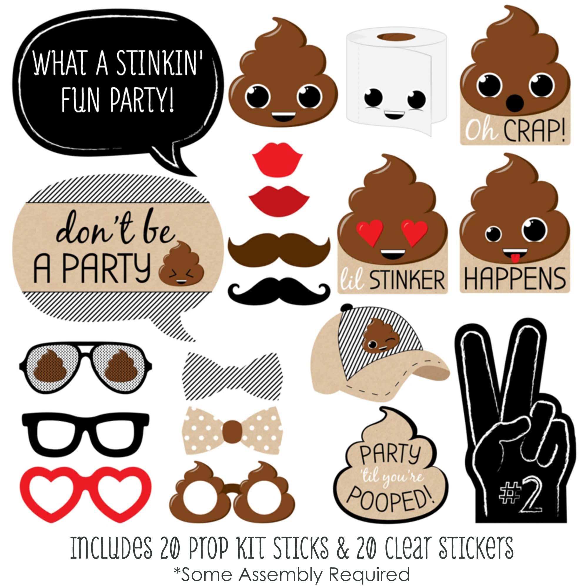 Big Dot Of Happiness Party 'Til You'Re Pooped - Poop Emoji Party Photo Booth Props Kit - 20 Count