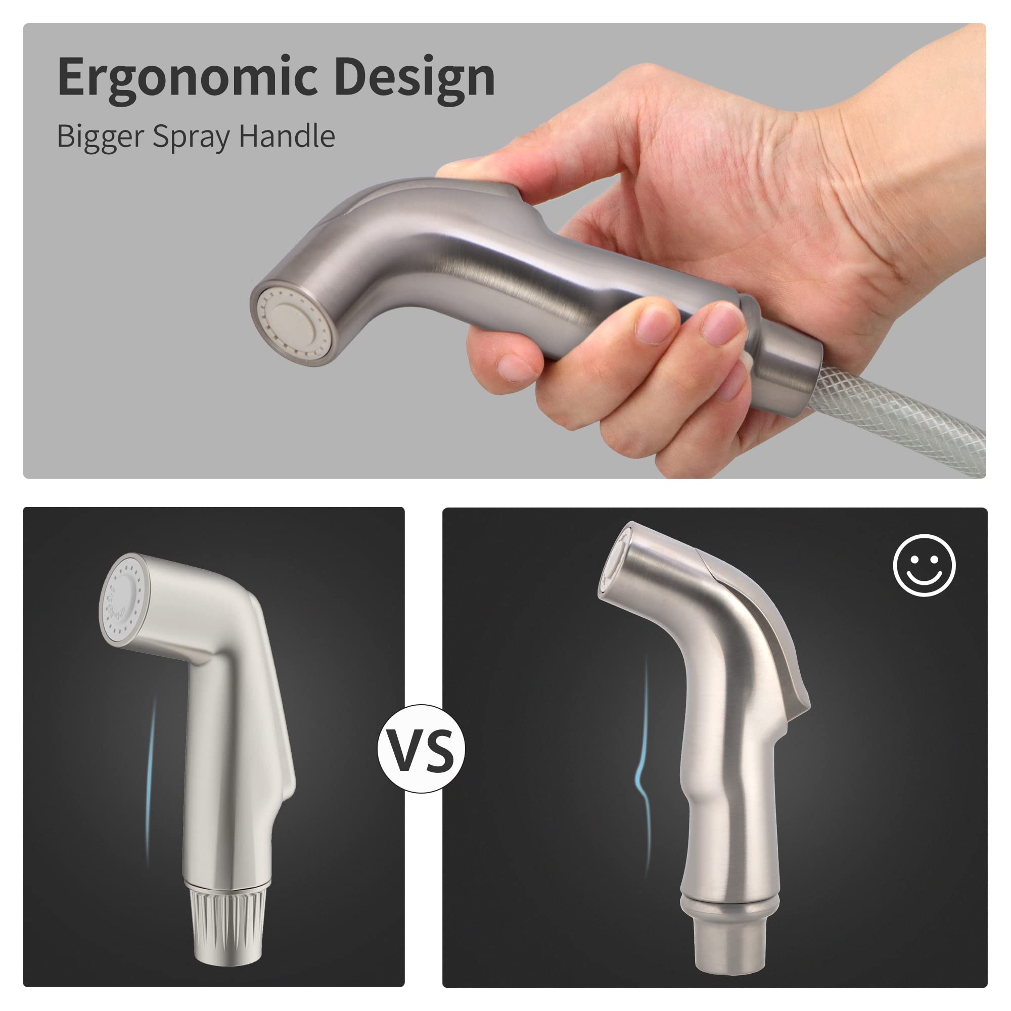 Universal Fit Sink Spray Attachment  Kitchen Side Sprayer Head  Pull Out Spray Head  Faucet Sprayer Replacement For Delta  Moen  Kolher and Other OEM Brands  Brushed Nickel Finish  Ergonomic Design