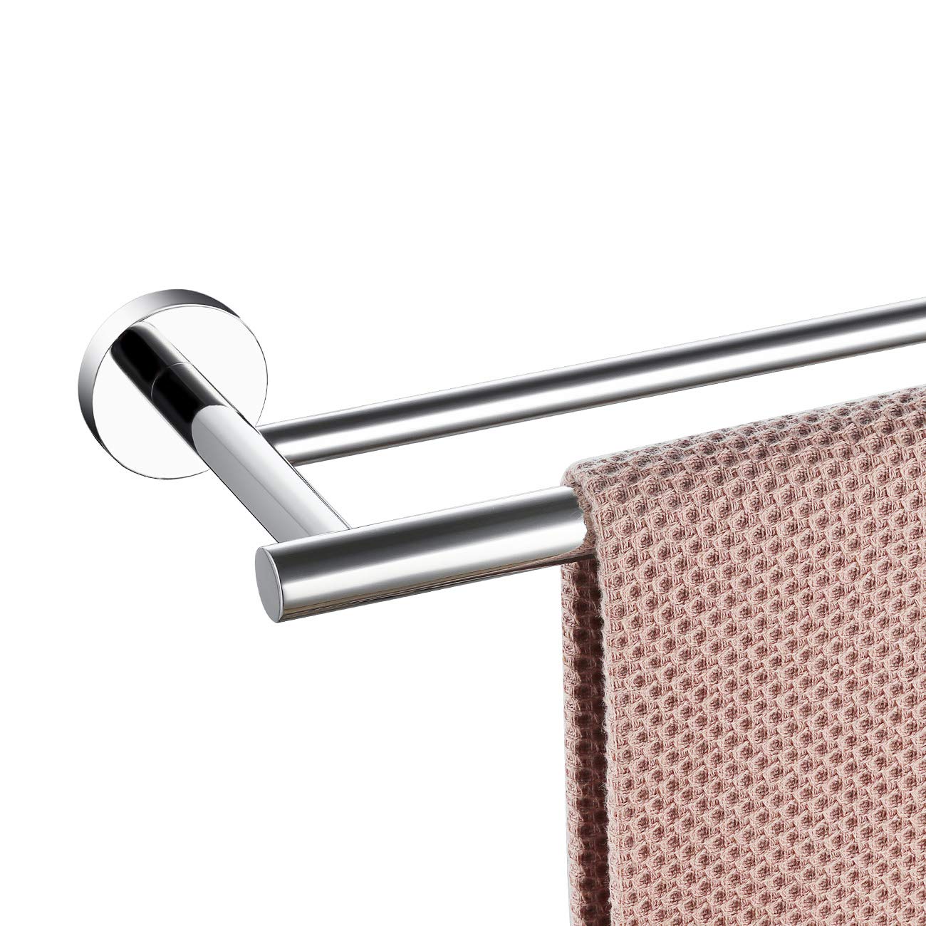 Miyili Double Towel Bar 24-Inch Stainless Steel Bathroom Towel Rack Holder Wall Mount Polished Finish, A01C60B