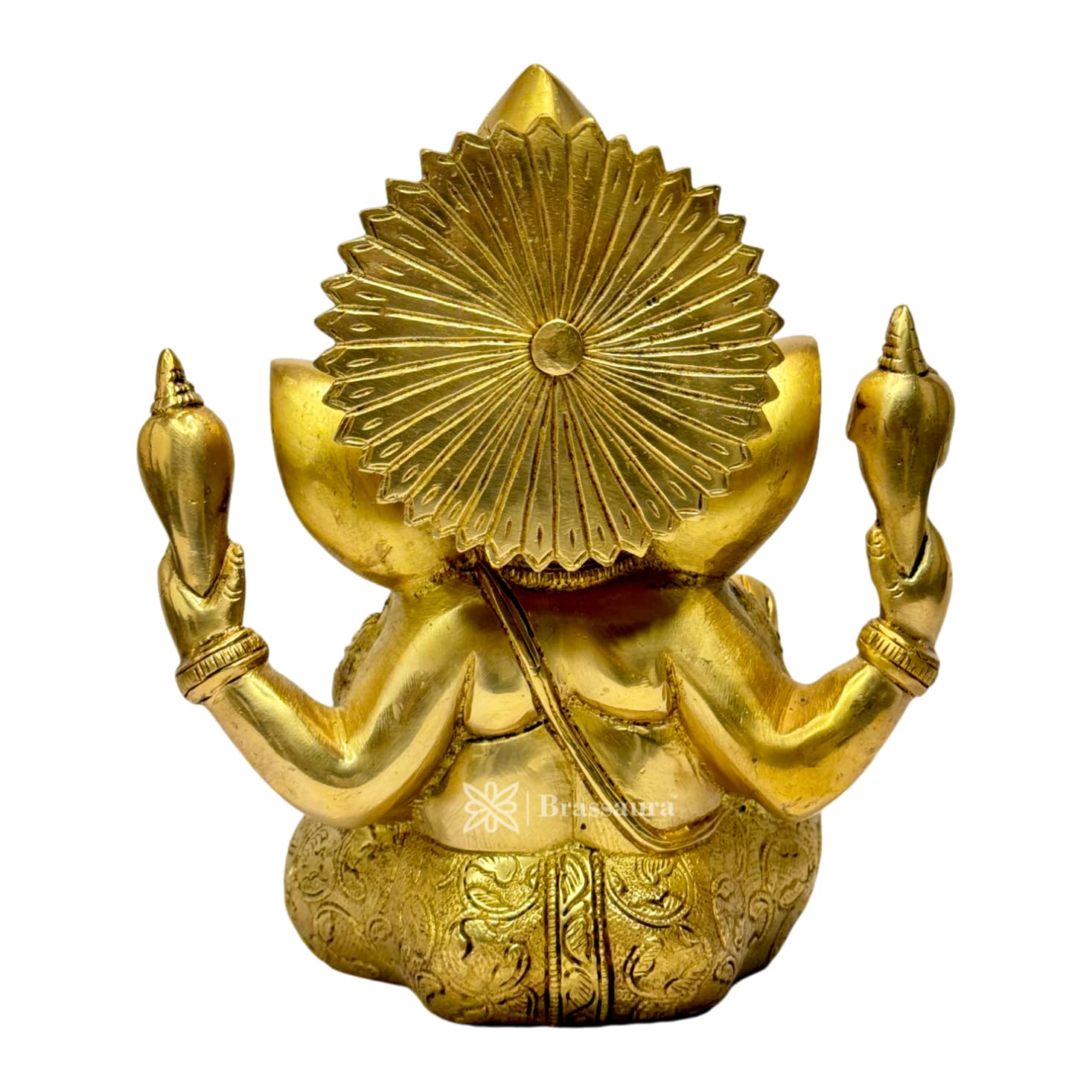 Brassaura Brass Ganesha Bhagwan Idol Taj Ganesh Statue Ganpati Murti For Temple Puja Home Entrance Decor Luck Gift Height 15 Cm