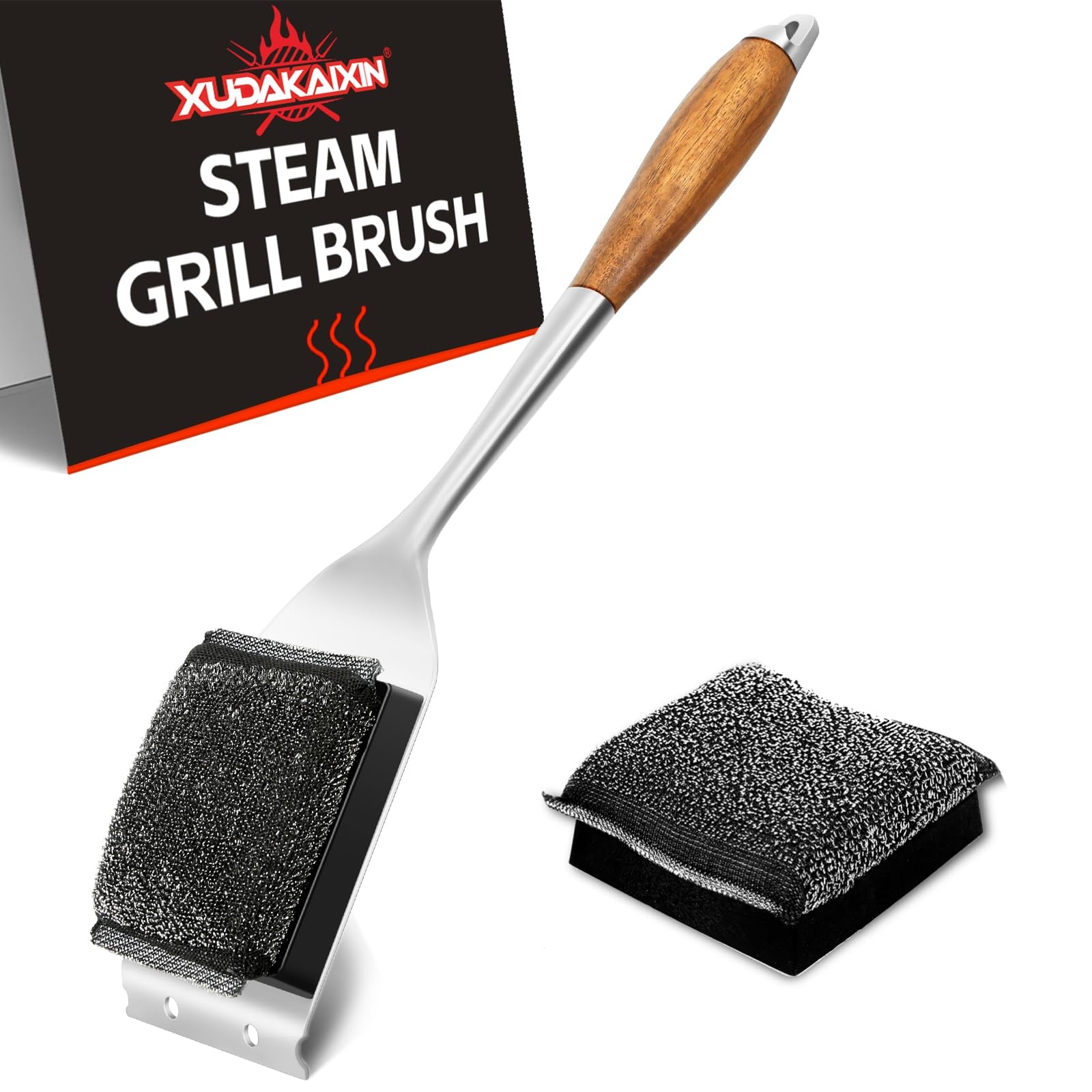 Xudakaixin Grill Brush Bristle Free,Upgraded Water-Activated Steam Effectively Cleans The Grill With 1 Replacement Head.Unique S