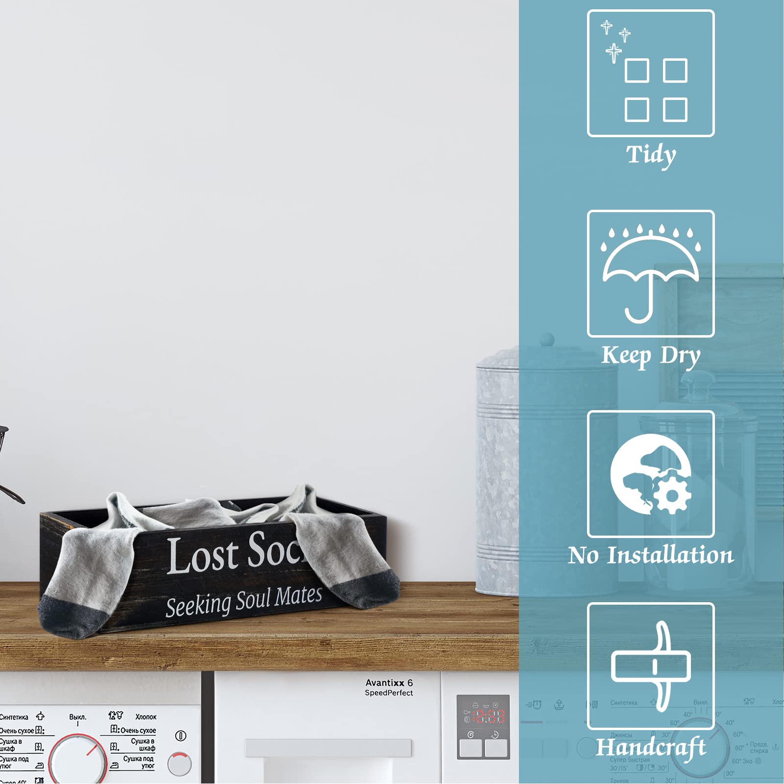 Farmhouse Lost Socks Basket Wooden Missing Sock Basket Laundry Room Organization Rustic Farmhouse Decor Funny Lost Socks Laundry