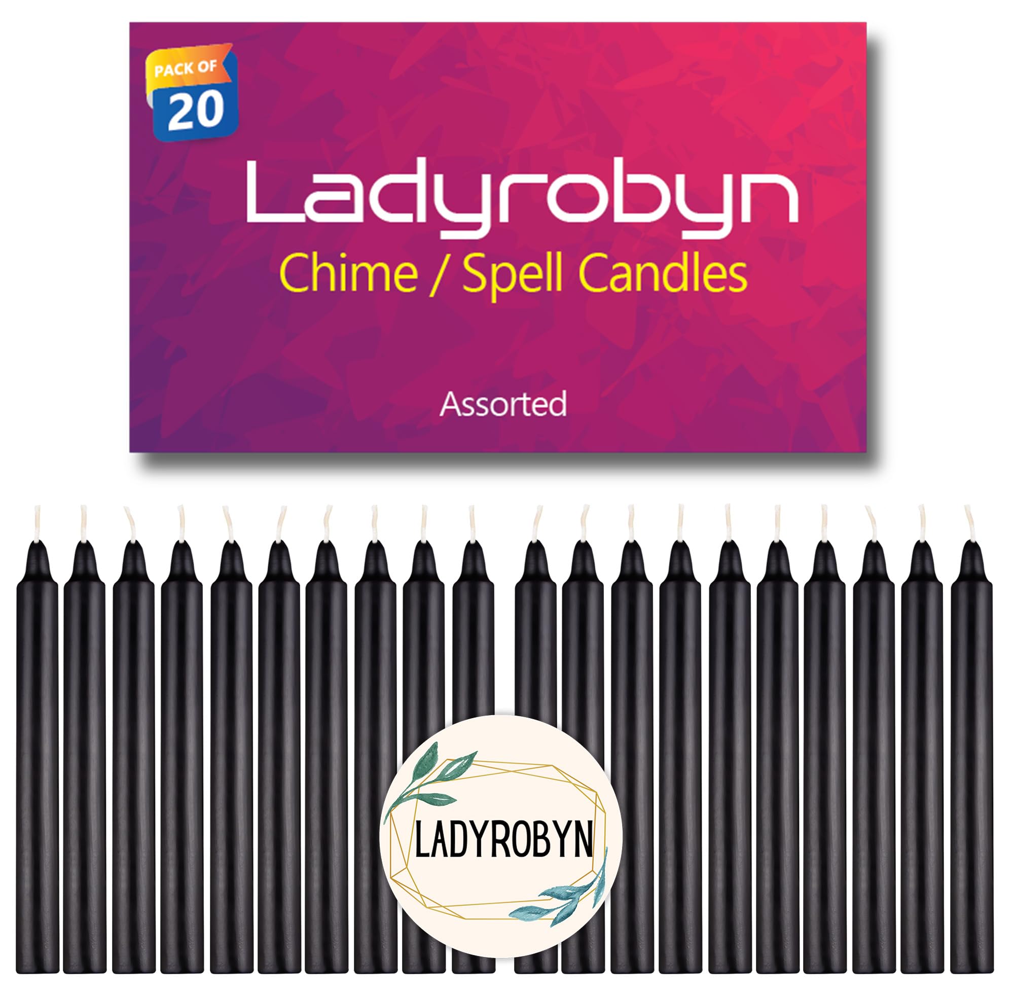 Black Taper Candles - Set of 20 Dripless Candles Halloween Flickering Candles, Ideal for Halloween, Christmas, Holiday Decor, Th