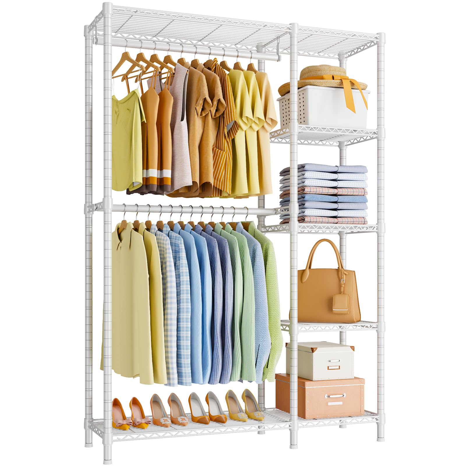 Ulif F2 Clothes Rack, 5 Tiers Heavy Duty Garment Rack For Bedroom, Freestanding Adjustable Closet Storage Organizer, 45'' W X 14