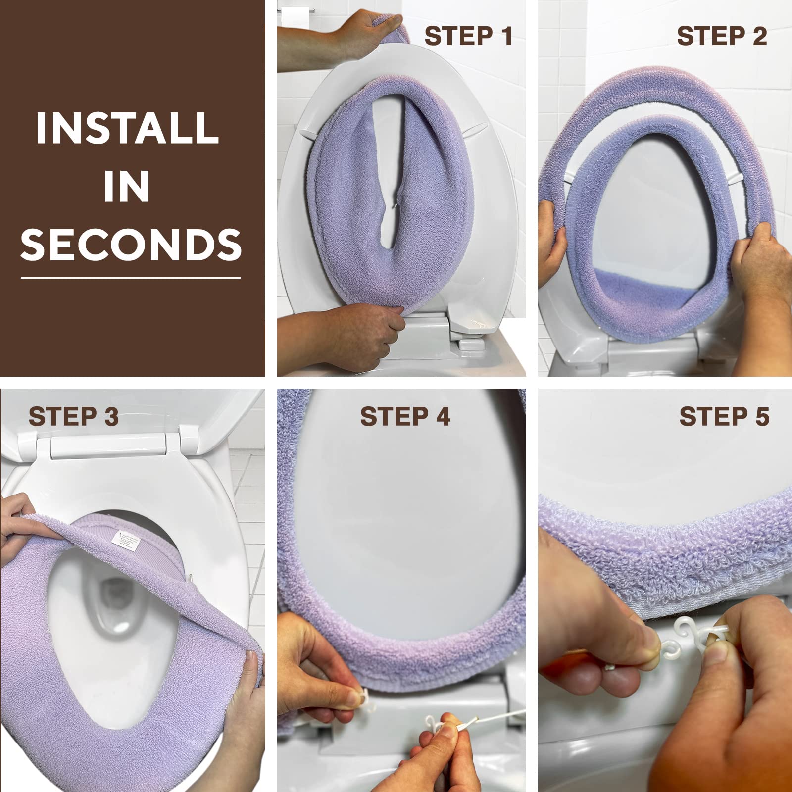 Warm-n-Comfy Plush Toilet Seat Cover - Thick, Machine-Washable, Pastel Pink for Round & Elongated 14x18" Seats