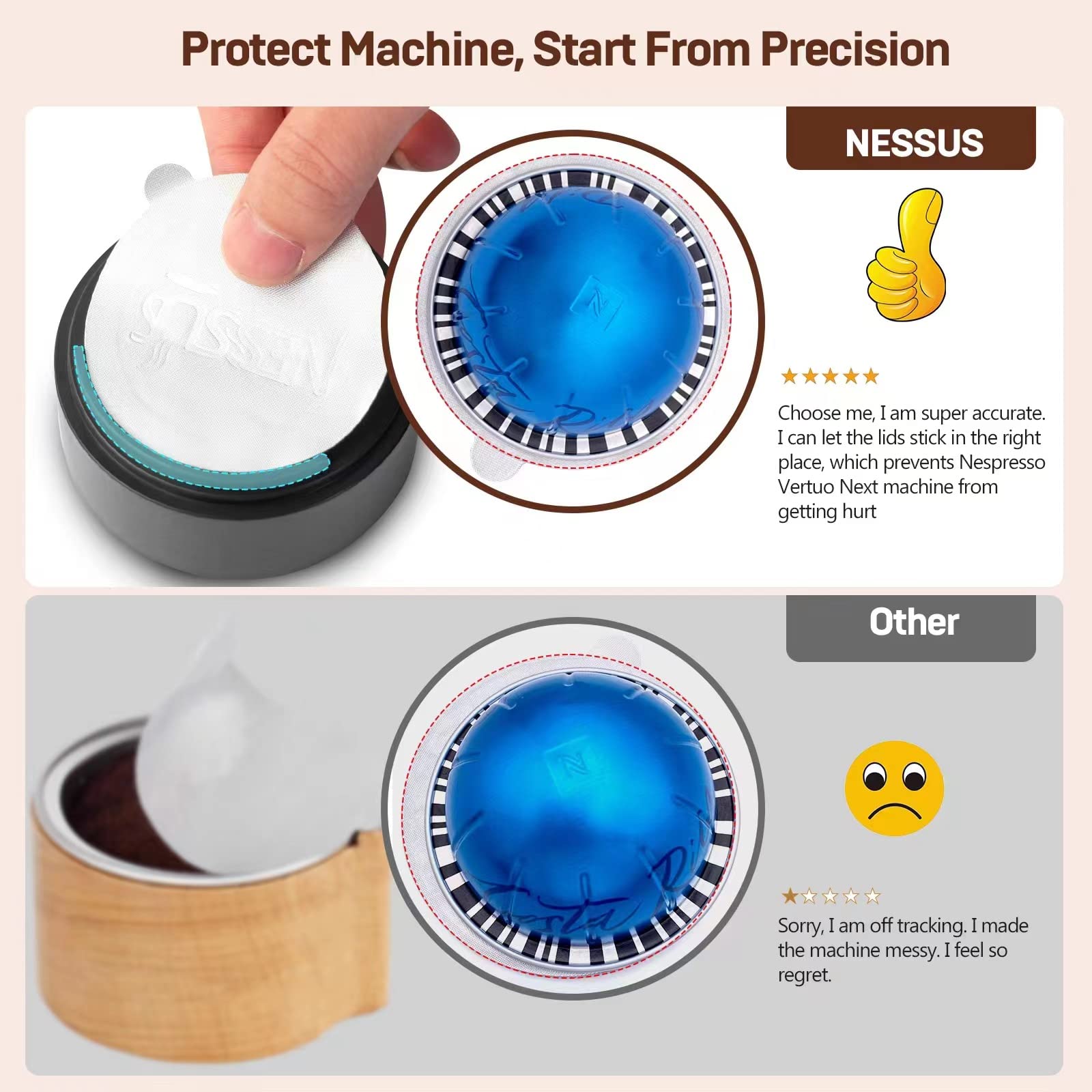 Nessus 100 Pcs Original Aluminum Foil Lids From Vertuo Reusable Pods Kit, [Alseal Ez Fit] For Nespresso Refillable Pods, Compati