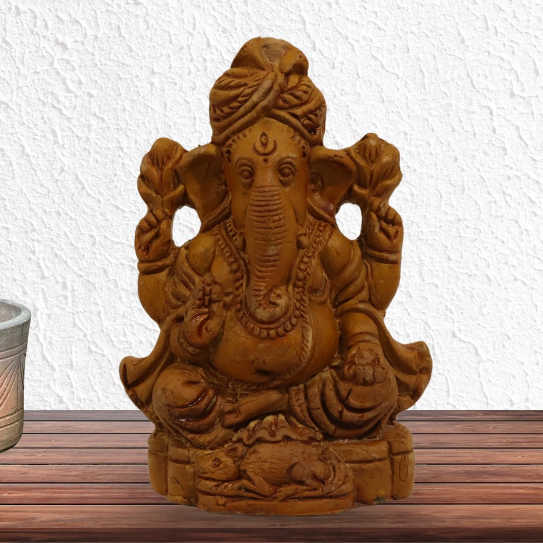 Vasamsa, Ganesha Idol, Eco-Friendly Clay Ganesha Idol For Home Decor, Pooja Room, Handcrafted Ganpati Murti, Small Ganesh Idol |