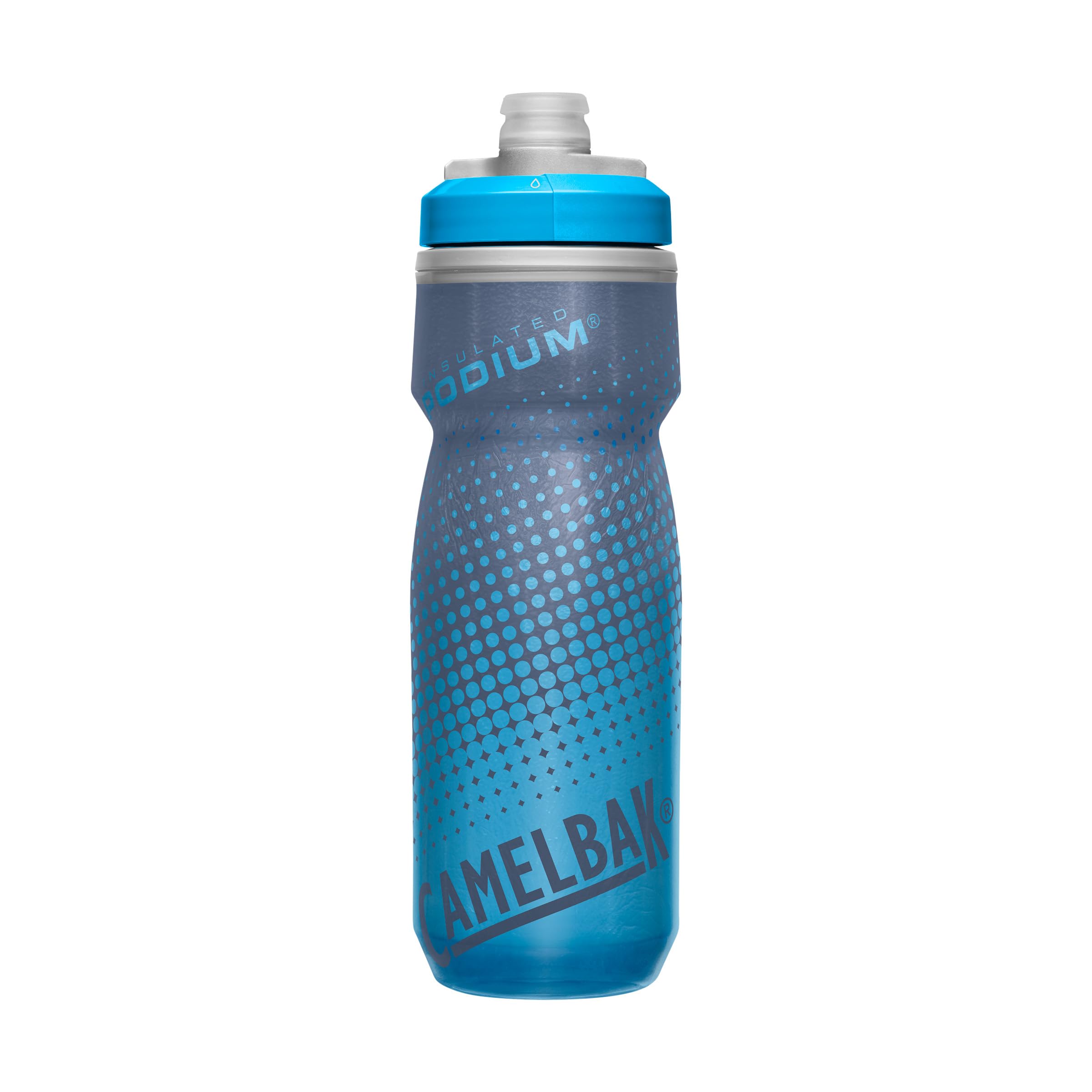 camelBak Podium chill Insulated Bike Water Bottle - Easy Squeeze Bottle - Fits Most Bike cages - 21oz  Blue Dot