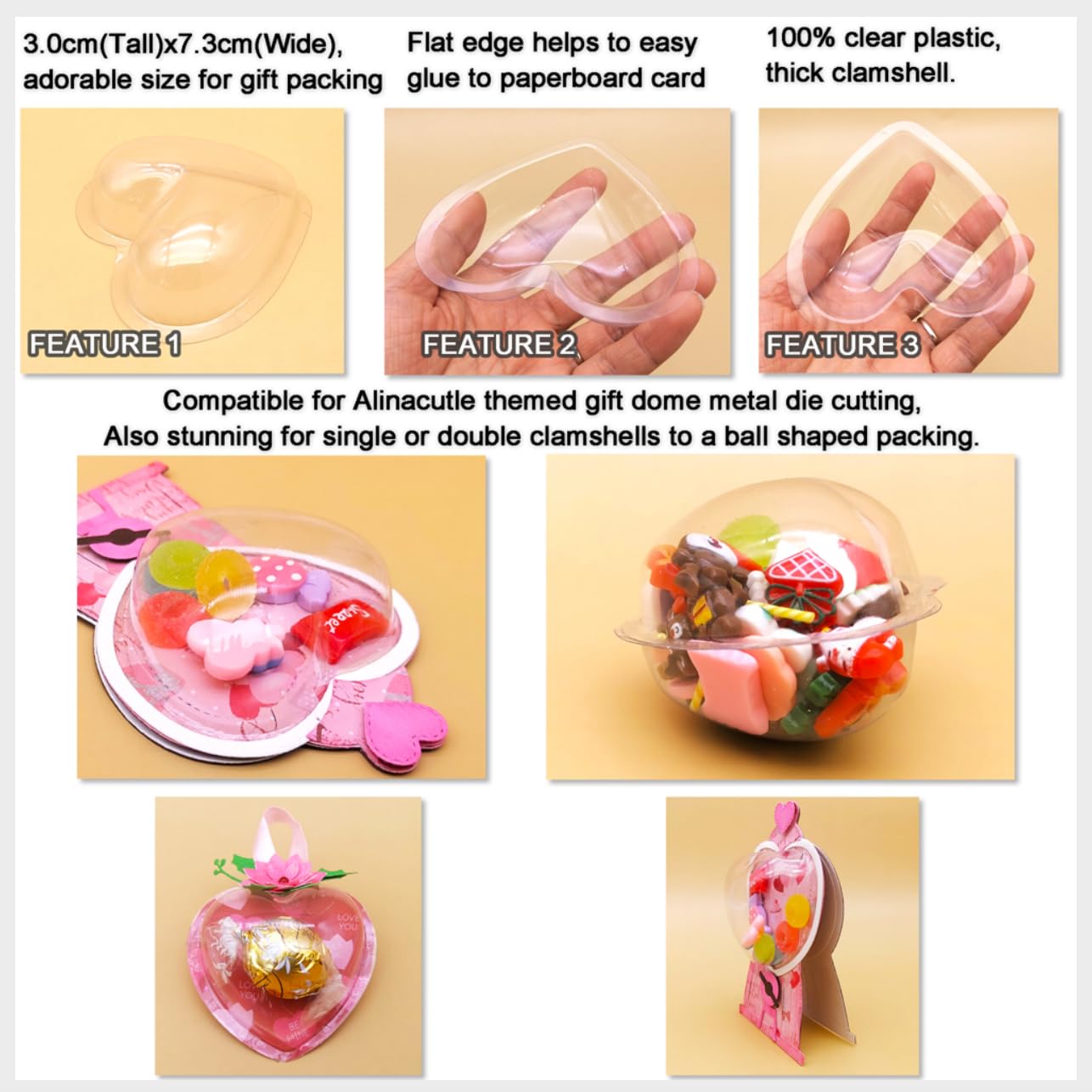 Alinacutle 20PC Half Ball Clear Plastic Candy Dome Candy Holder Transparent Plastic Covers for DIY Candy Gift Box, 2023101301