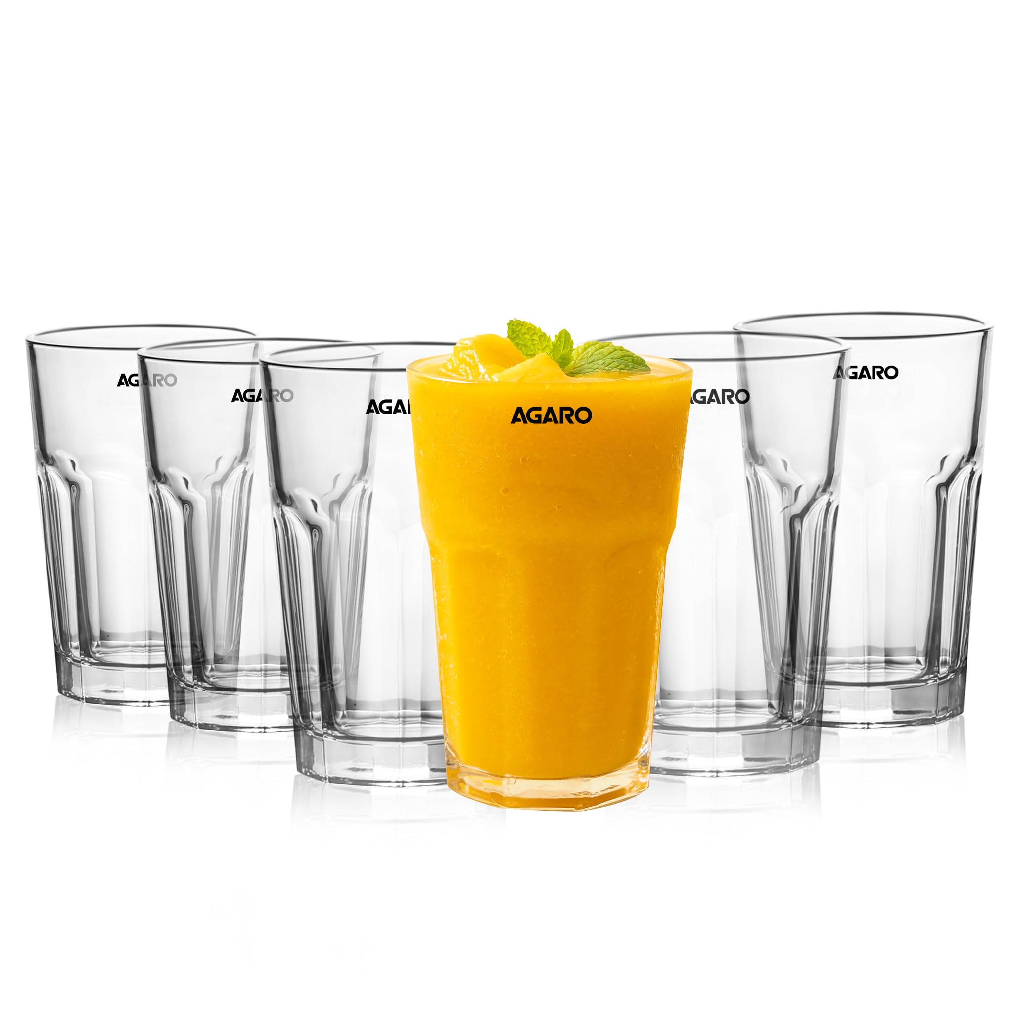 Agaro Elegant 410 Ml Glasses Set Of 6, Transparent Drinking Water Glass Set, Glass Tumbler For Water, Cold Drink, Juice, Dishwas