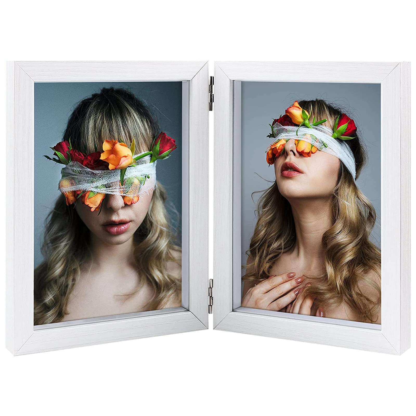AVEAX Double 5x7 Picture Frame White Wood Photo Frame Shadow Box Frame