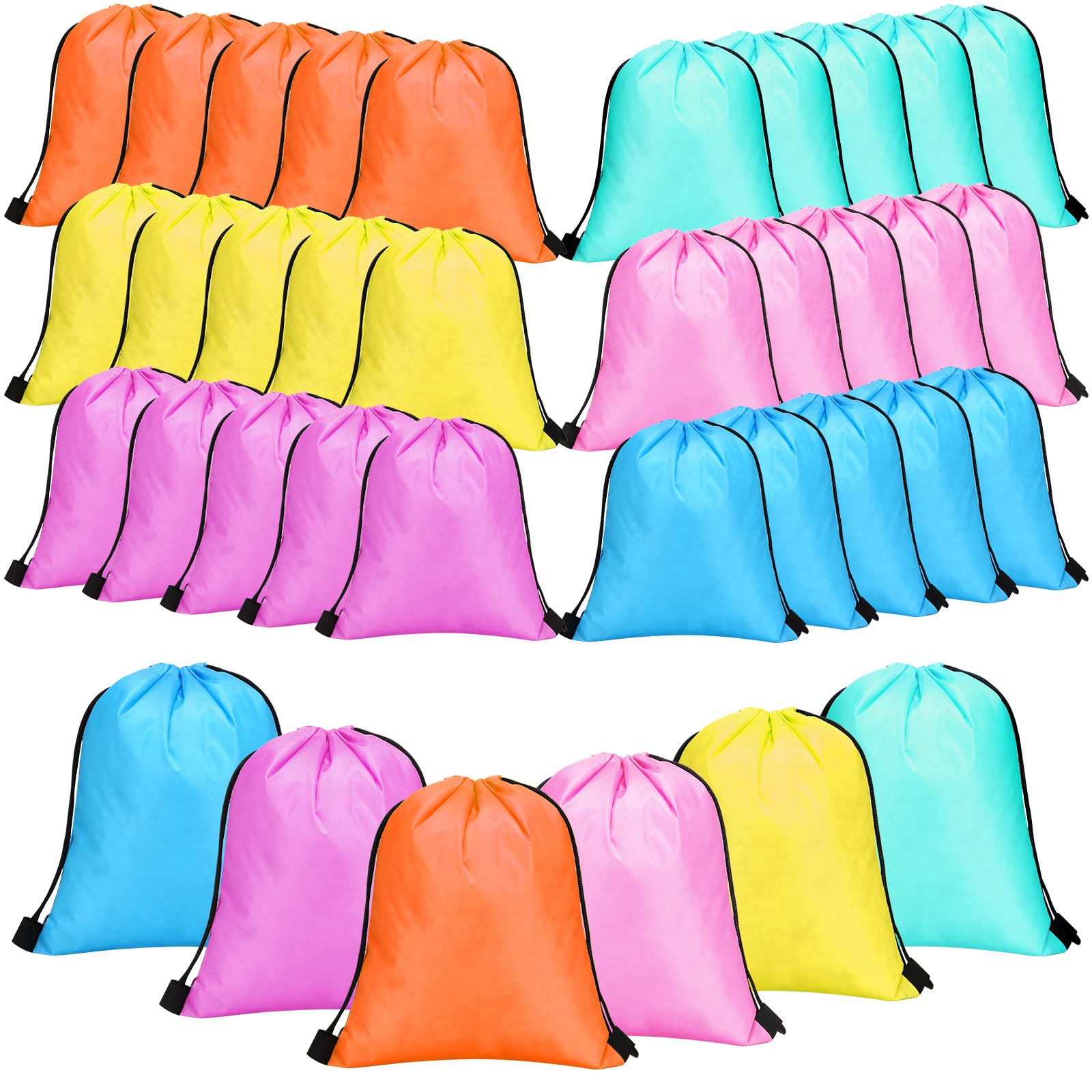 Silkfly 42 Pack Drawstring Backpack Bulk String Bag Drawstring Bags Gift Bags For Kid Party Favor (Solid Colors Style)