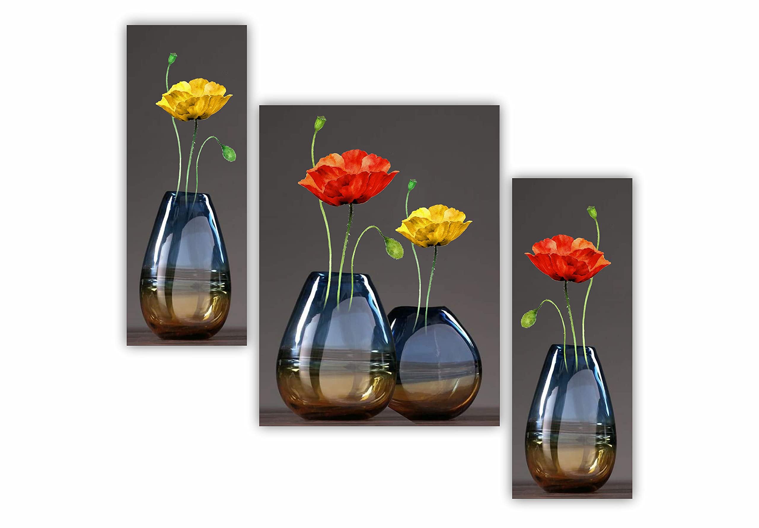 Saf Paintings 6 Mm Mdf Uv Textured Multi Effect Floral Paintings Frame (Color1)