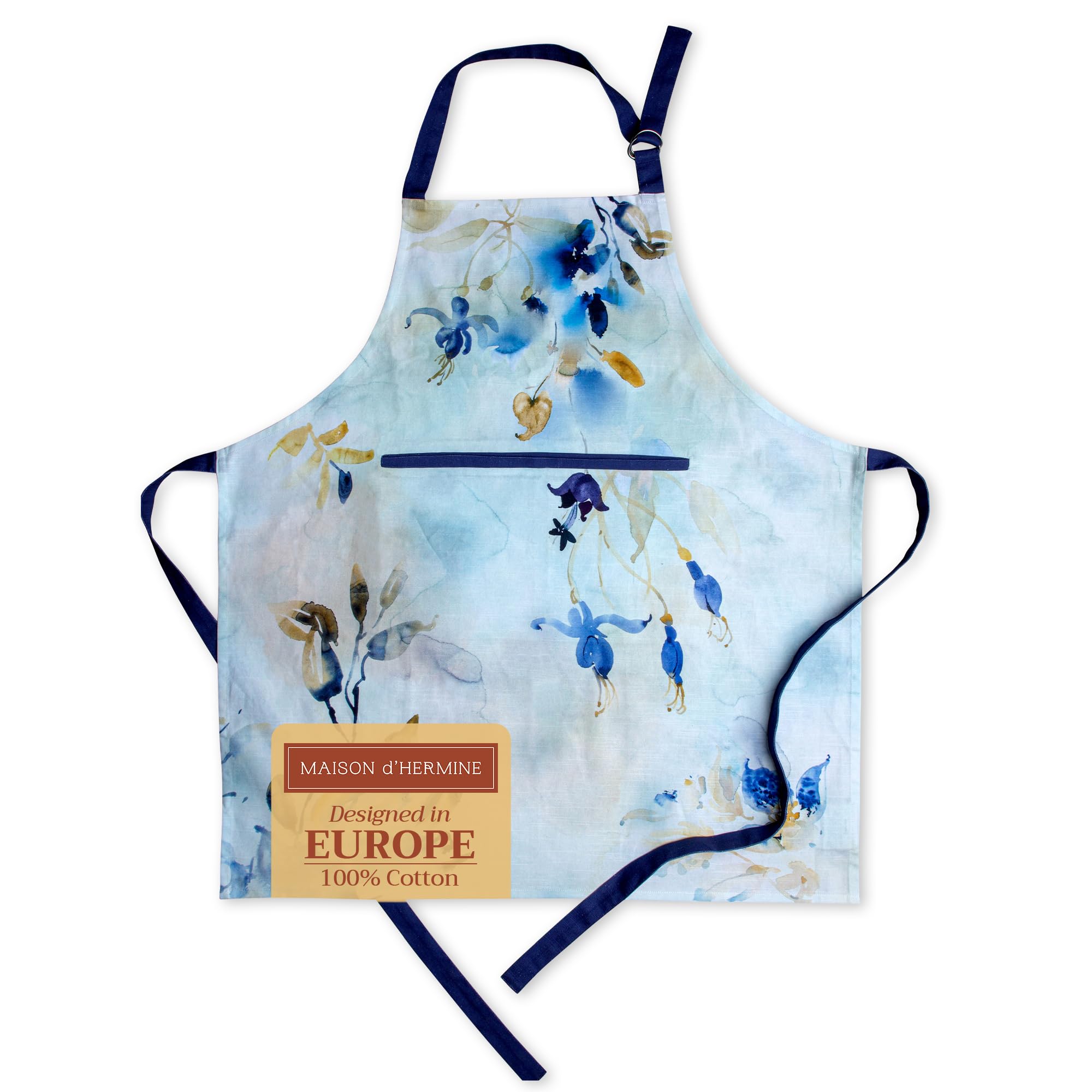 Maison D' Hermine Apron 100% Cotton 1 Piece Adjustable Neck Strap Clothapron With Center Pocket For Mother'S Day Gifts, Women, M