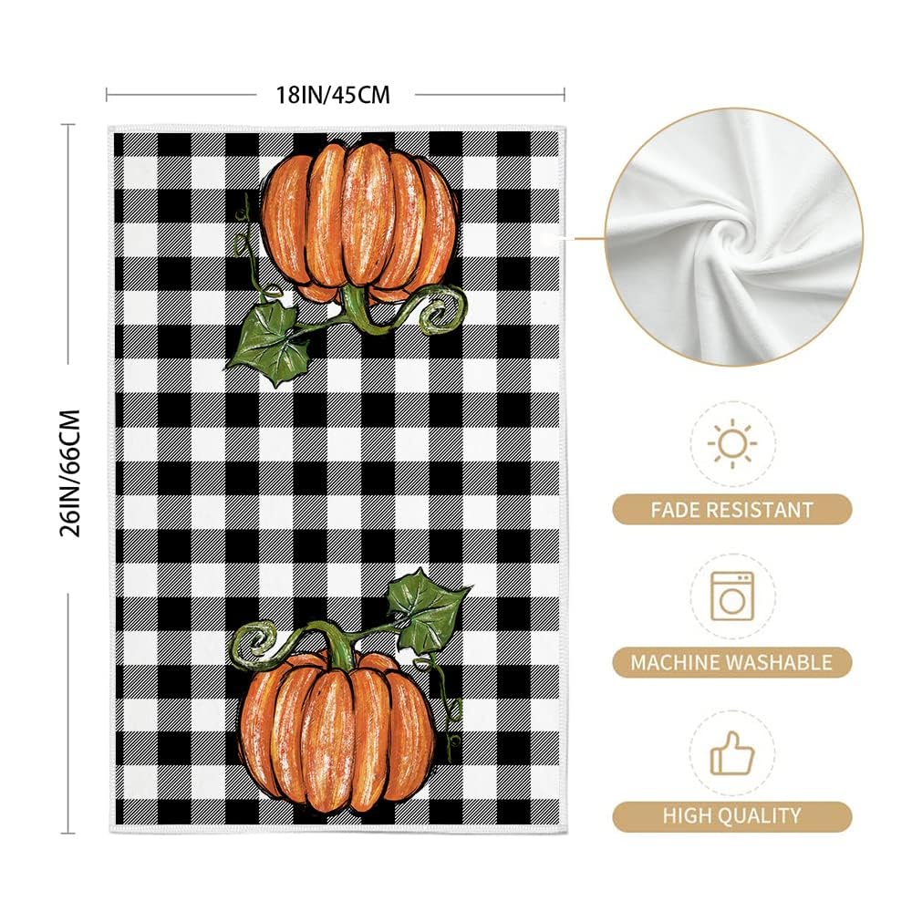 Arkeny Pumpkin Fall Kitchen Towels Set Of 2,Maple Leaves Autumn Dish Towels 18X26 Inch,Farmhouse Home Indoor Thanksgiving Harves