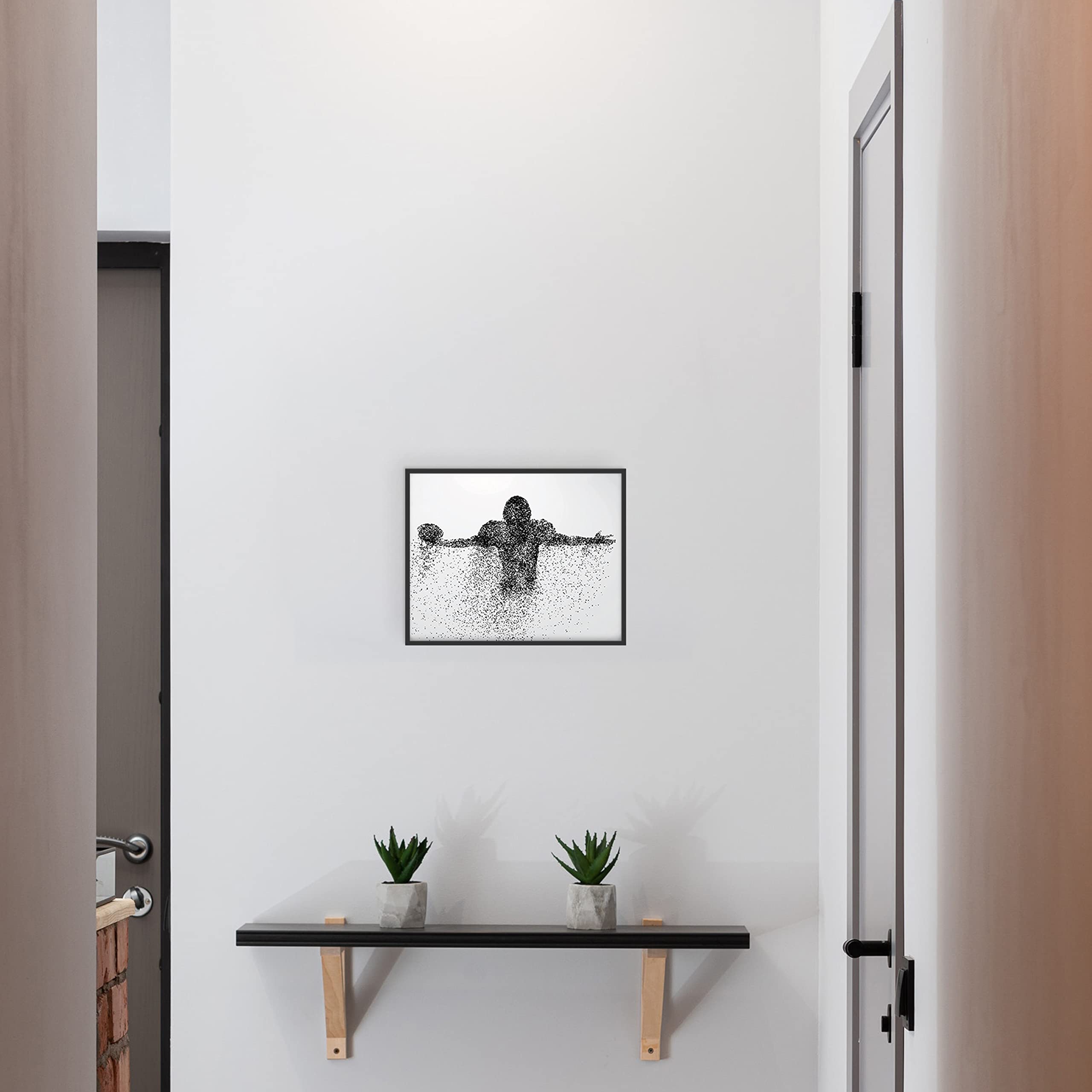 Football Wall Decor Art Prints - Particle Silhouette - (11X14) Inch Poster Photo - Man Cave, Bedroom Decor