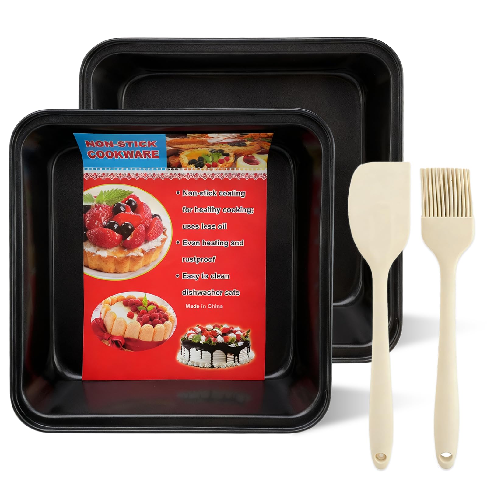 TZona 8x8 Baking Pan, Square Cake Pan, Non-stick Square Baking Pan for Making Brownies and Lasagne, Rust-Resistant, Dishwasher S