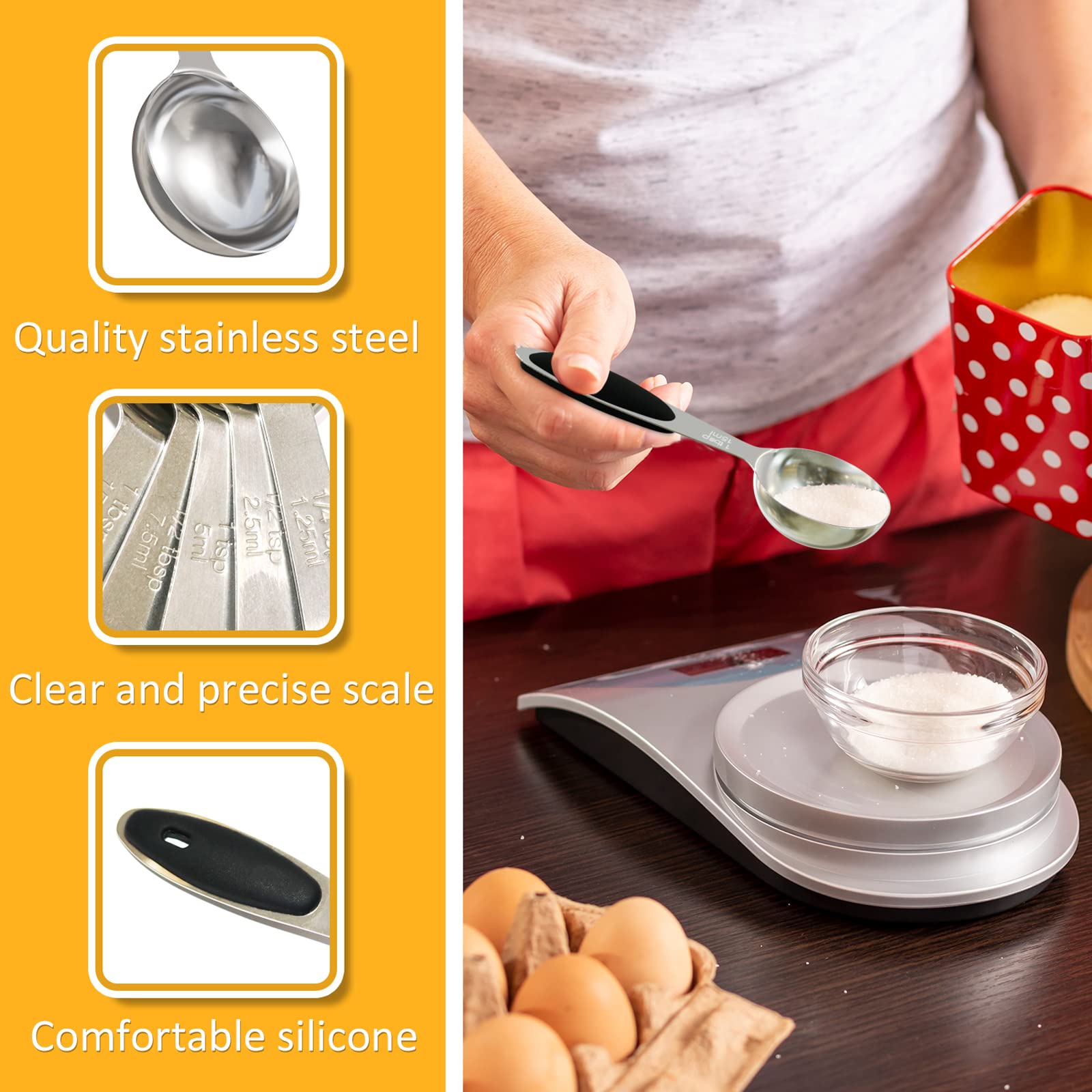 Leifeny 1 Tbsp(3 Tsp | 15 Ml |15 Cc| 0.5 Oz) Single Measuring Spoon, Stainless Steel Individual Spoons, Long Handle Spoons Only