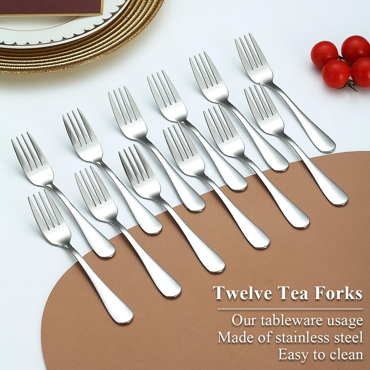 Evanda Dessert Forks Set Of 12 Pack, 5.62'' Stainless Steel Pastry Fork, Appetizer Fork For Fruit, Cake, Cheese, Party Trips, Ca
