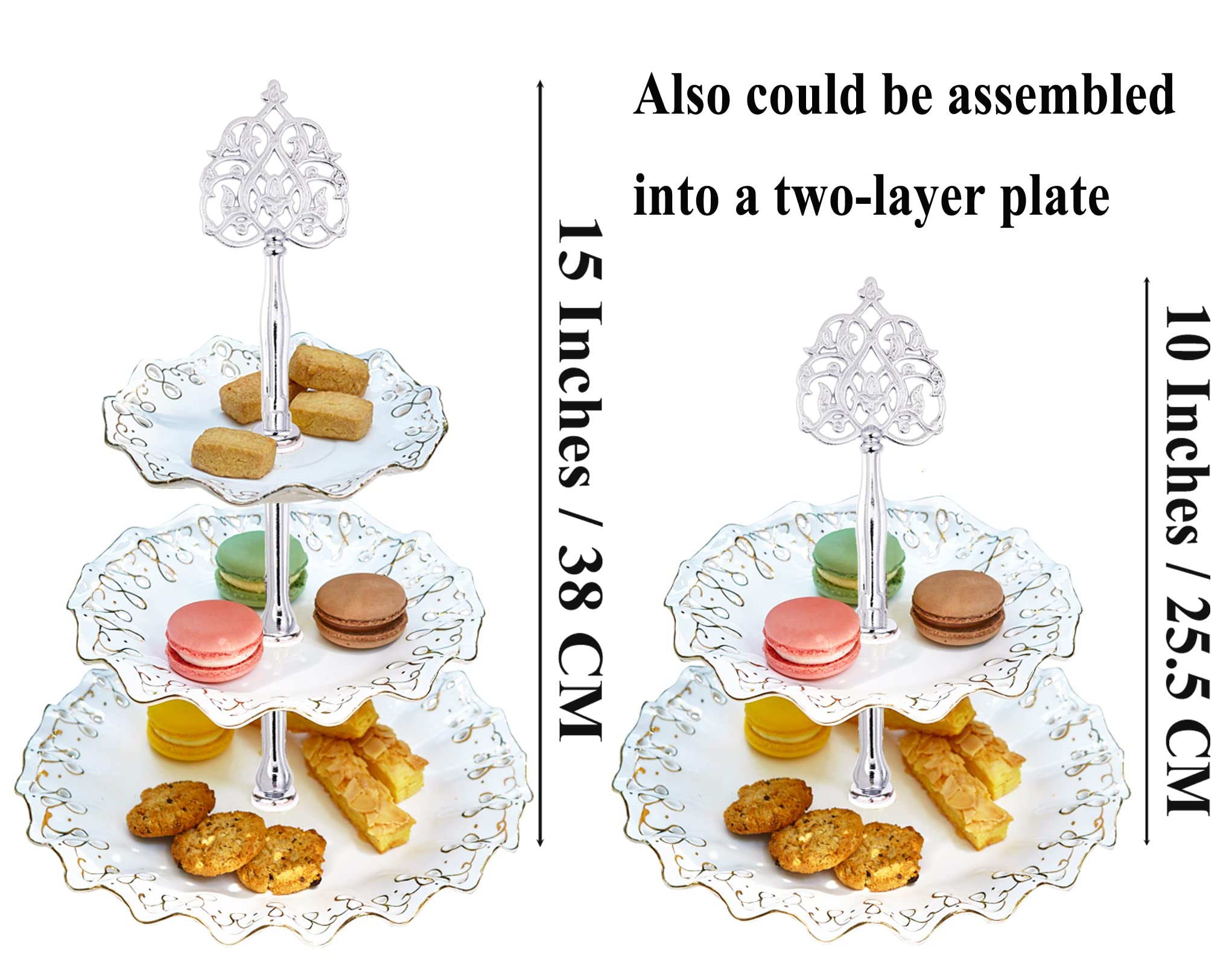 15 Inches 3-Tier Cupcake Stand Hardware Fittings, Metal Mold Scepter Holder Diy Making For Fruit Plate Cake Stand Snack Tray Rep