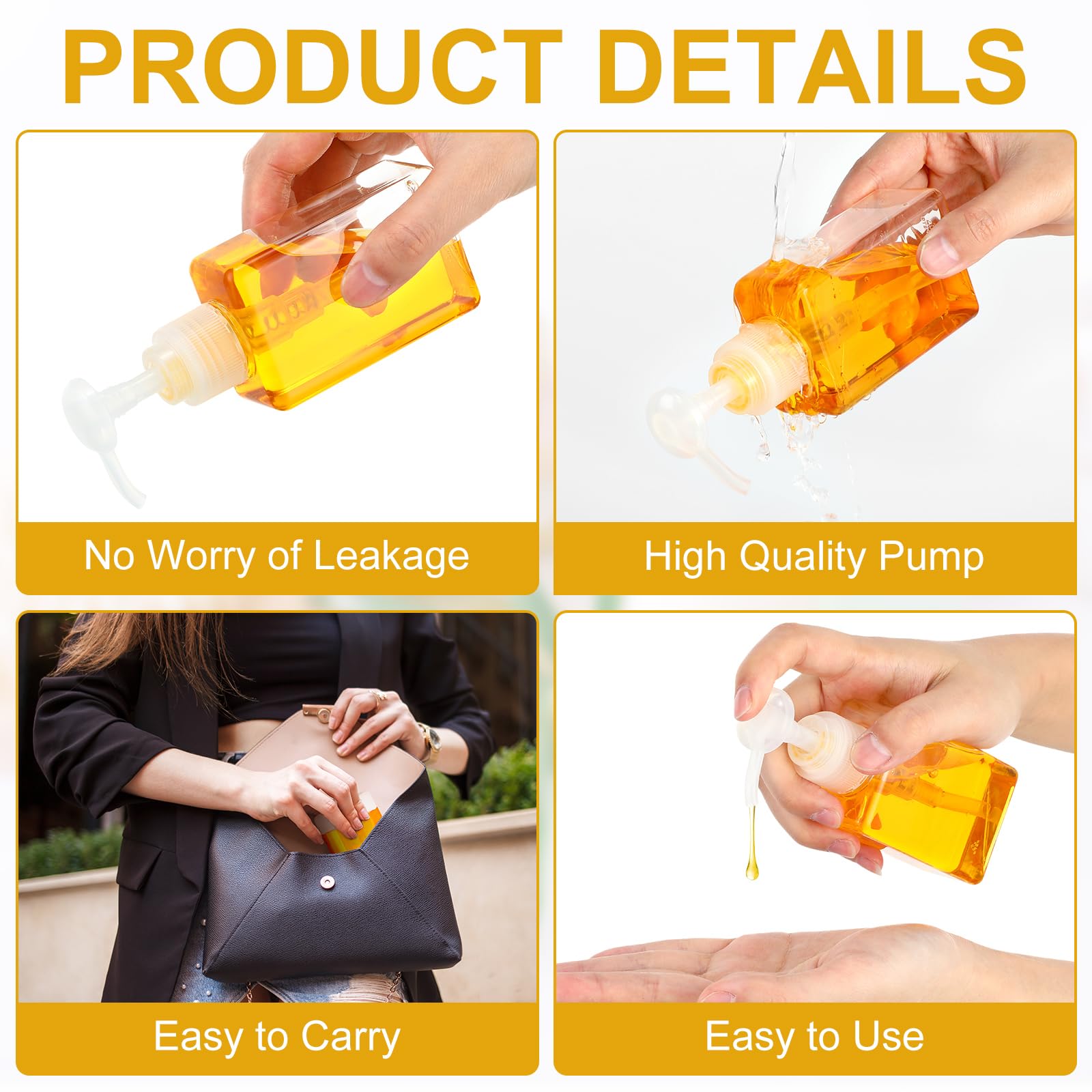 Domensi 24 Pcs 100Ml /3.4 Oz Pump Bottle Mini Travel Bottles Small Dispenser Bottles Plastic Pump Lotion Dispenser Empty Bottle