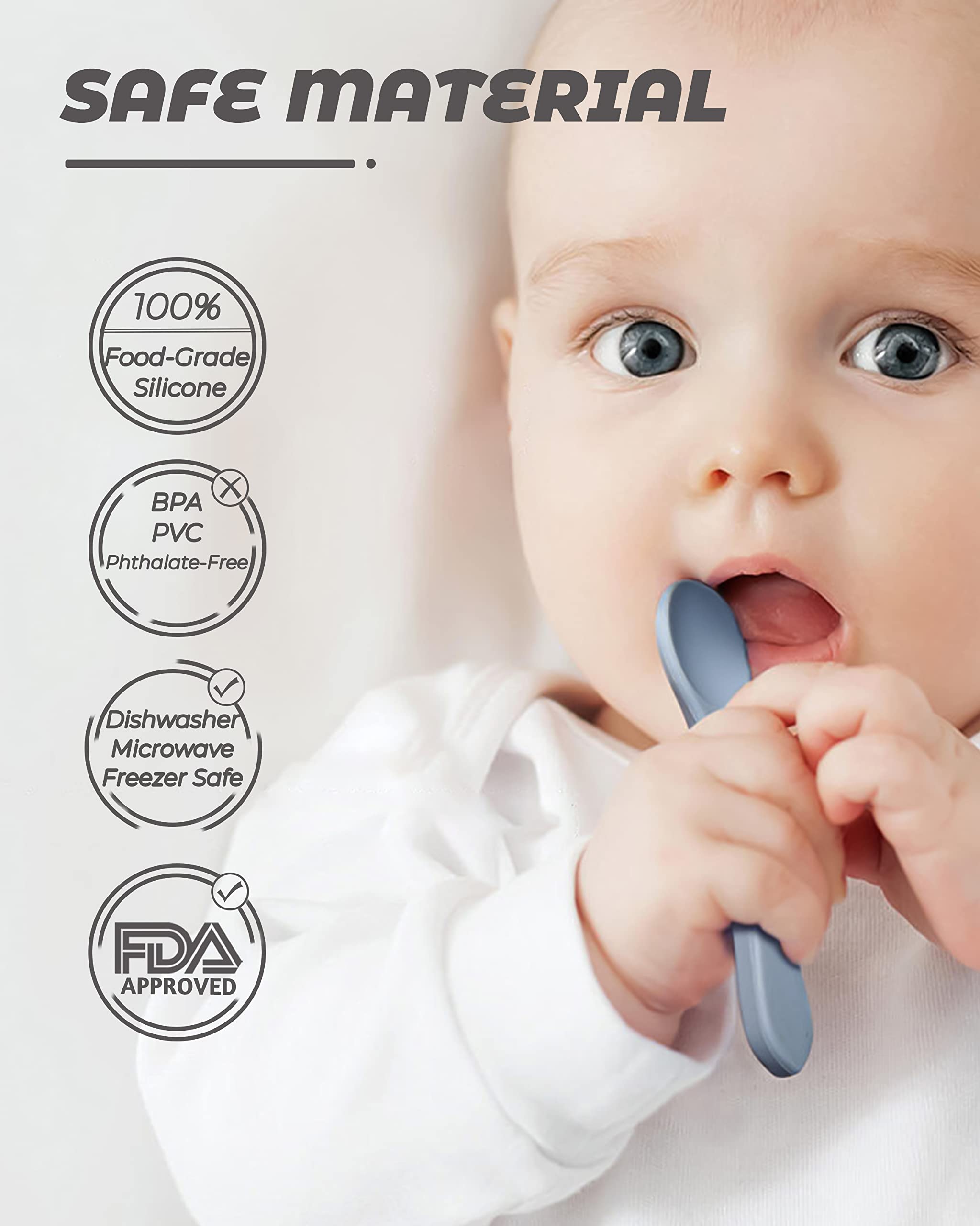 10 Pcs Silicone Baby Spoons And Baby Forks, Chewable Baby Utensils For Self-Feeding, Silicone Baby Utensils, Kids Utensils For O