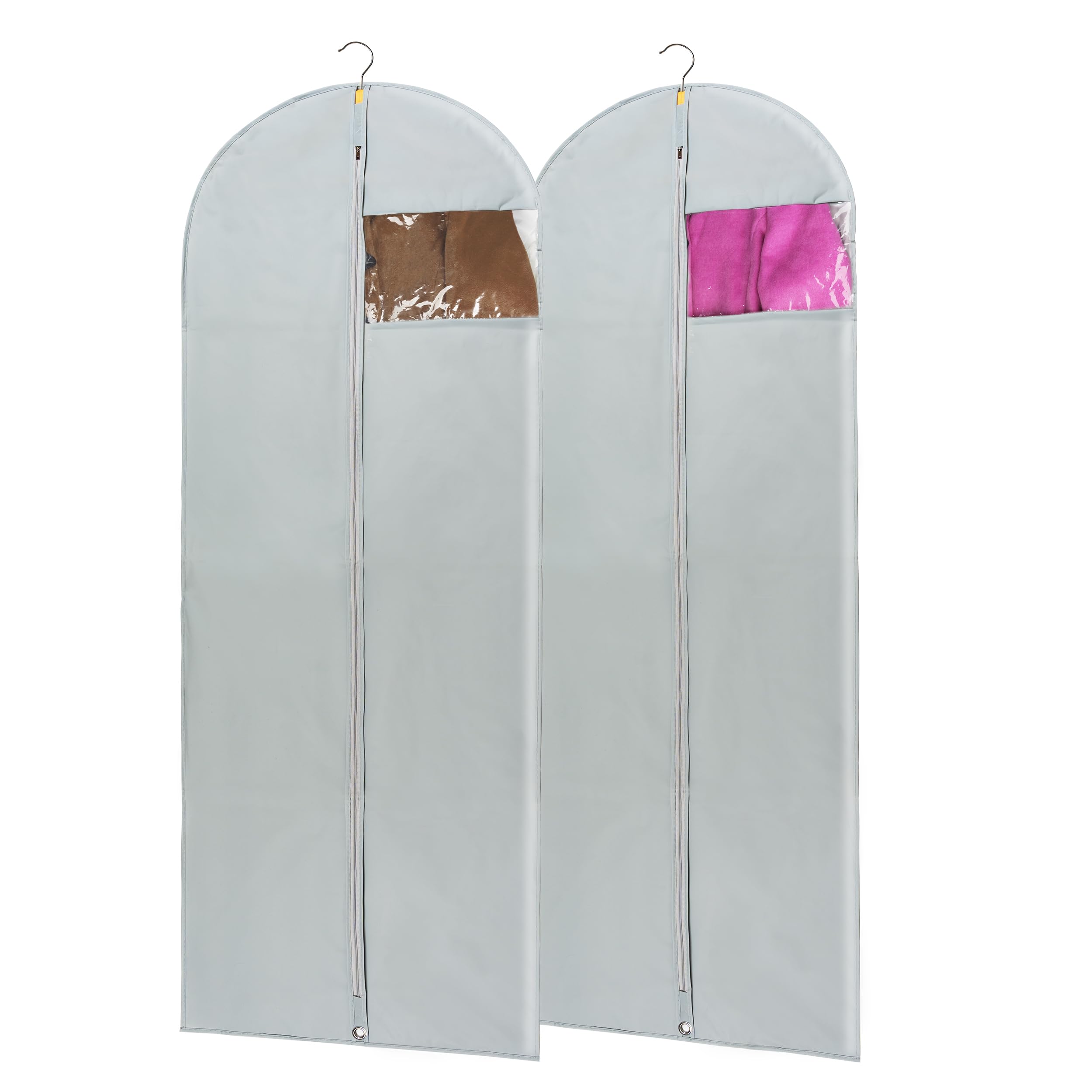 Mskitchen Dress Bags For Gowns Long, 65'' Long Dress Bags For Hanging Clothes Clear Windows Foldable Long Garment Bag For Storag