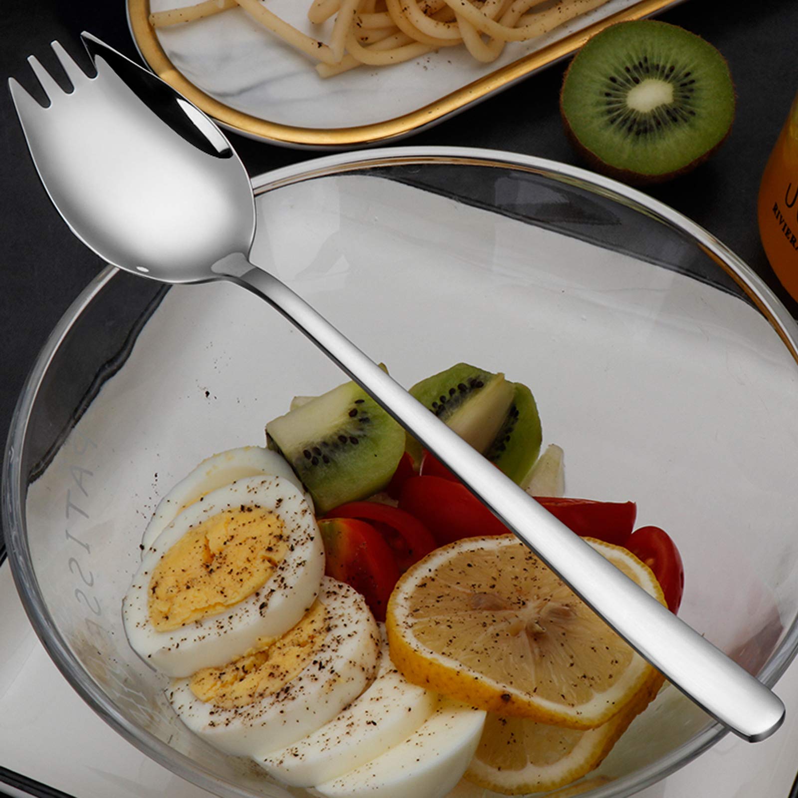 Set Of 8, Heavy-Duty Soup Spoons And Sporks, Sourceton Stainless Steel Soup Spoons Spork Spoon For Ice Cream Spoon Salad Forks