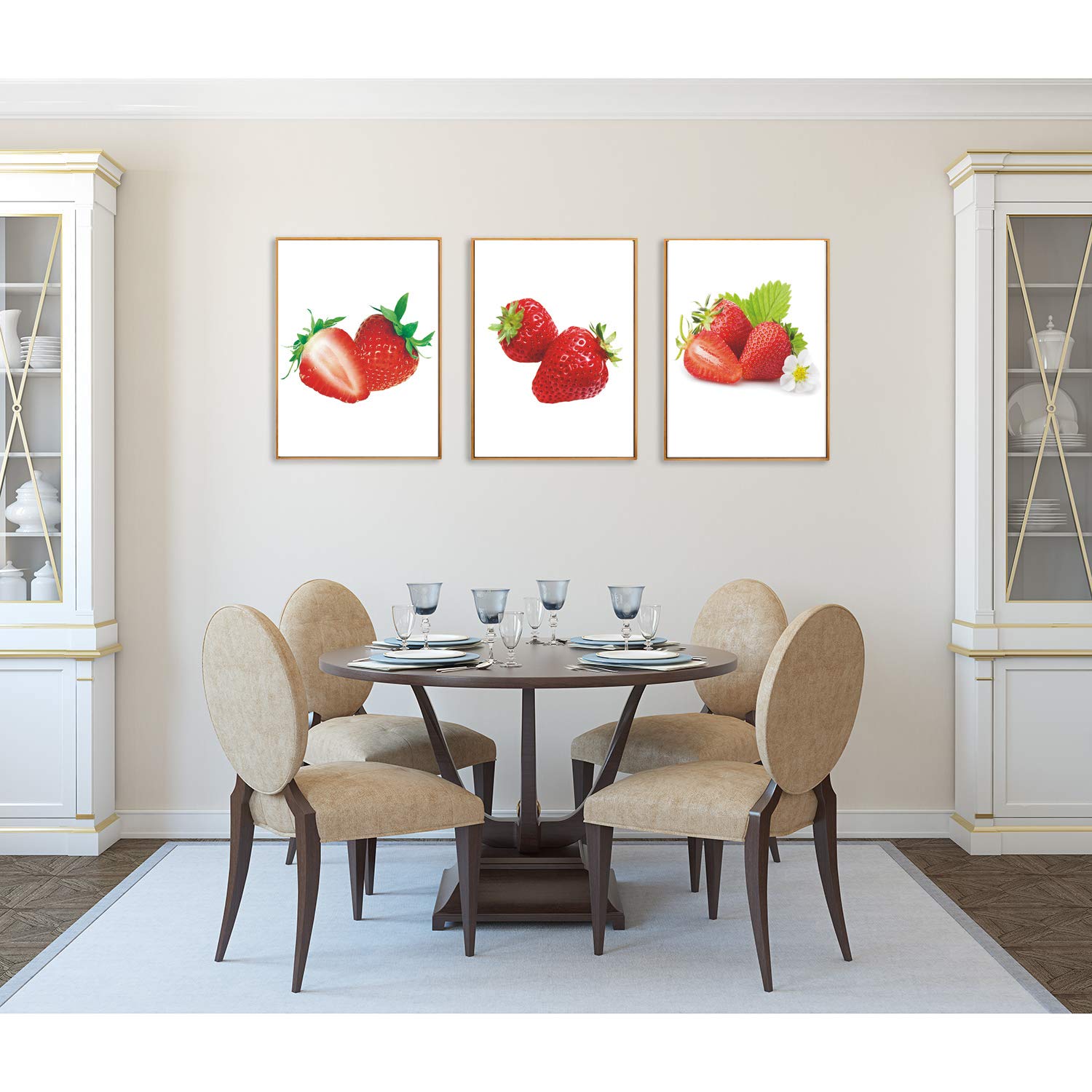 Tanxm 3 Set - Strawberry Fruits Wall Artwork Paintings,Colorful Fruits Canvas Wall Art,Walls Canvas Art Work For Kitchen Dining
