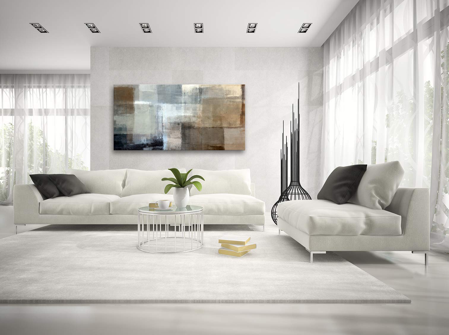 Baisuart A61275 Canvas Prints Abstract Wall Art Print Paintings Grey and Brown Stretched Canvas Wooden Framed for Living Room Bedroom and Office Home Decor Artwork XXLarge 30x60inch