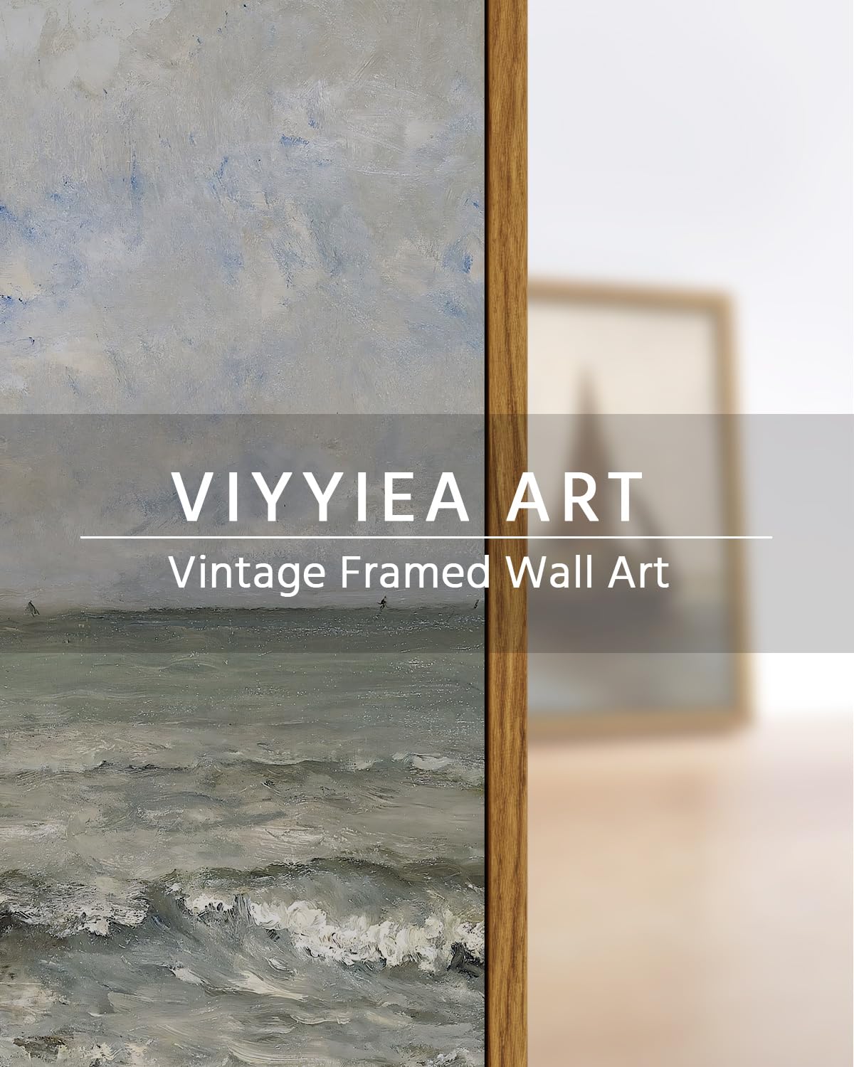 Viyyiea Ocean Landscape Large Framed Wall Art, Seascape Vintage Painti ...