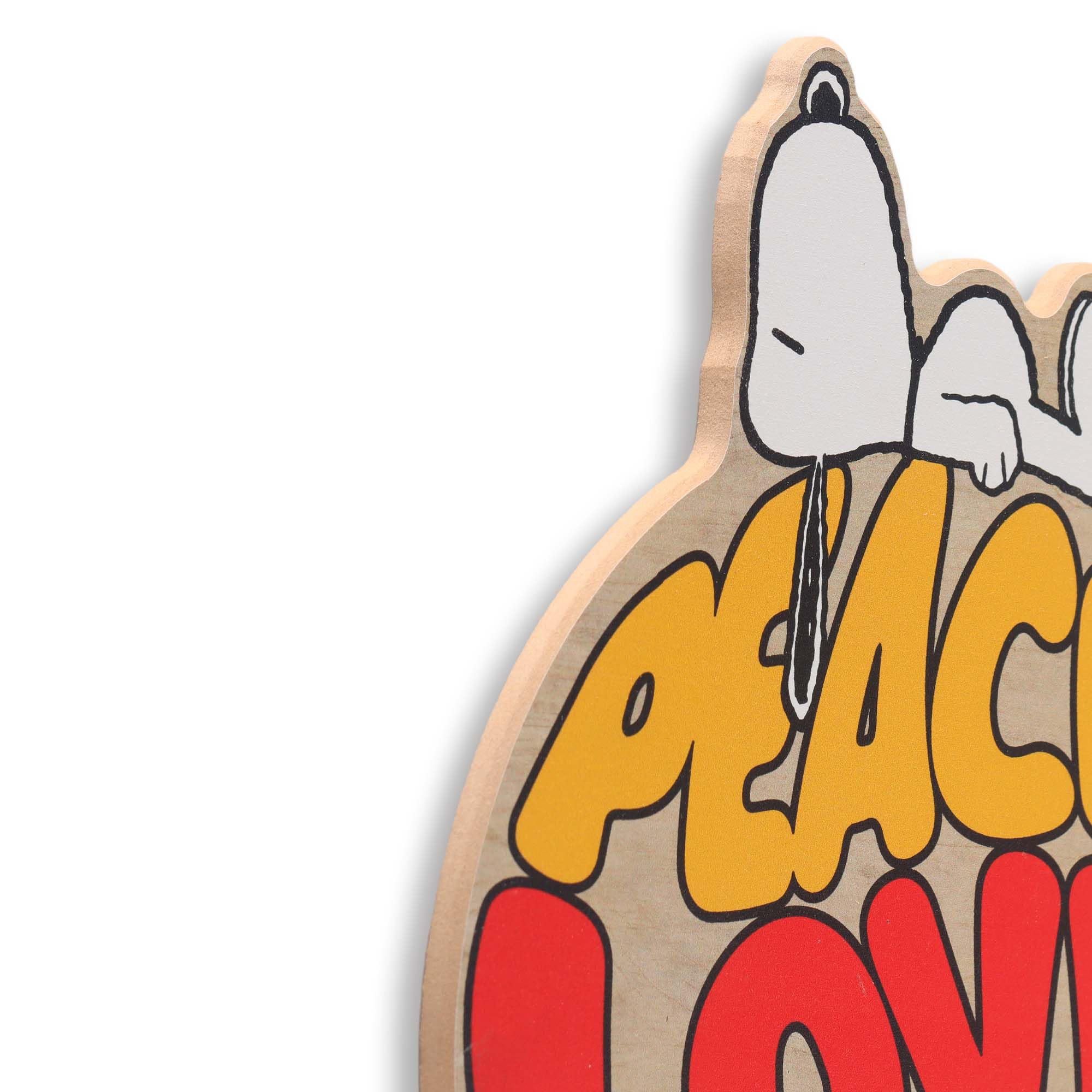 Open Road Brands Peanuts Snoopy Peace Love and Music Round Wood Wall Decor - Fun Snoopy Sign for Home or School