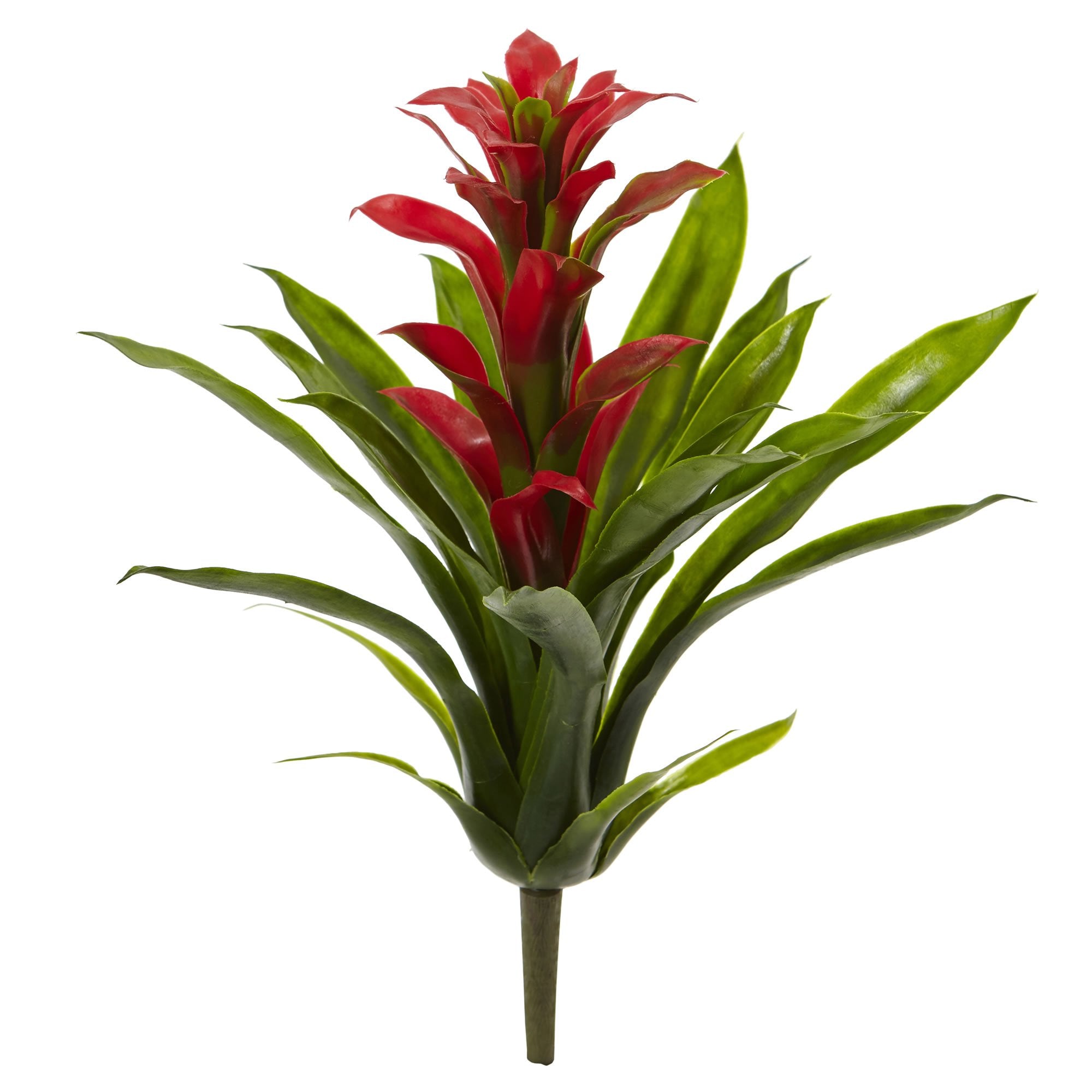 Nearly Natural 15in. Bromeliad Artificial (Set of 4) Silk Flowers, 15H x 8W x 8D, Red