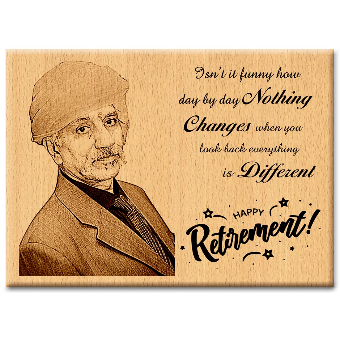 Incredible Gifts India Retirement Gift - Personalized Engraved Wood Photo Plaque (8X6 Inches, Wood)