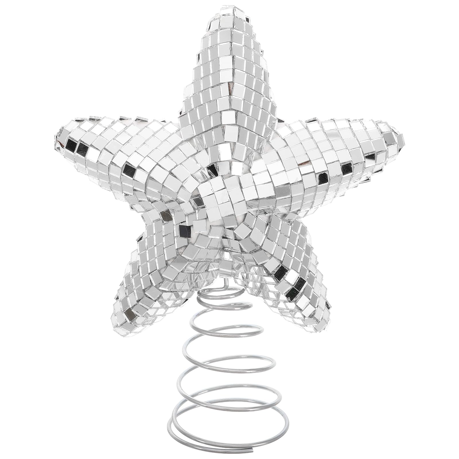 Alipis Star Tree Topper Silver Mirror Decoration for Christmas Tree Glittering Star Ornament Festive Holiday Decor for Home Vers