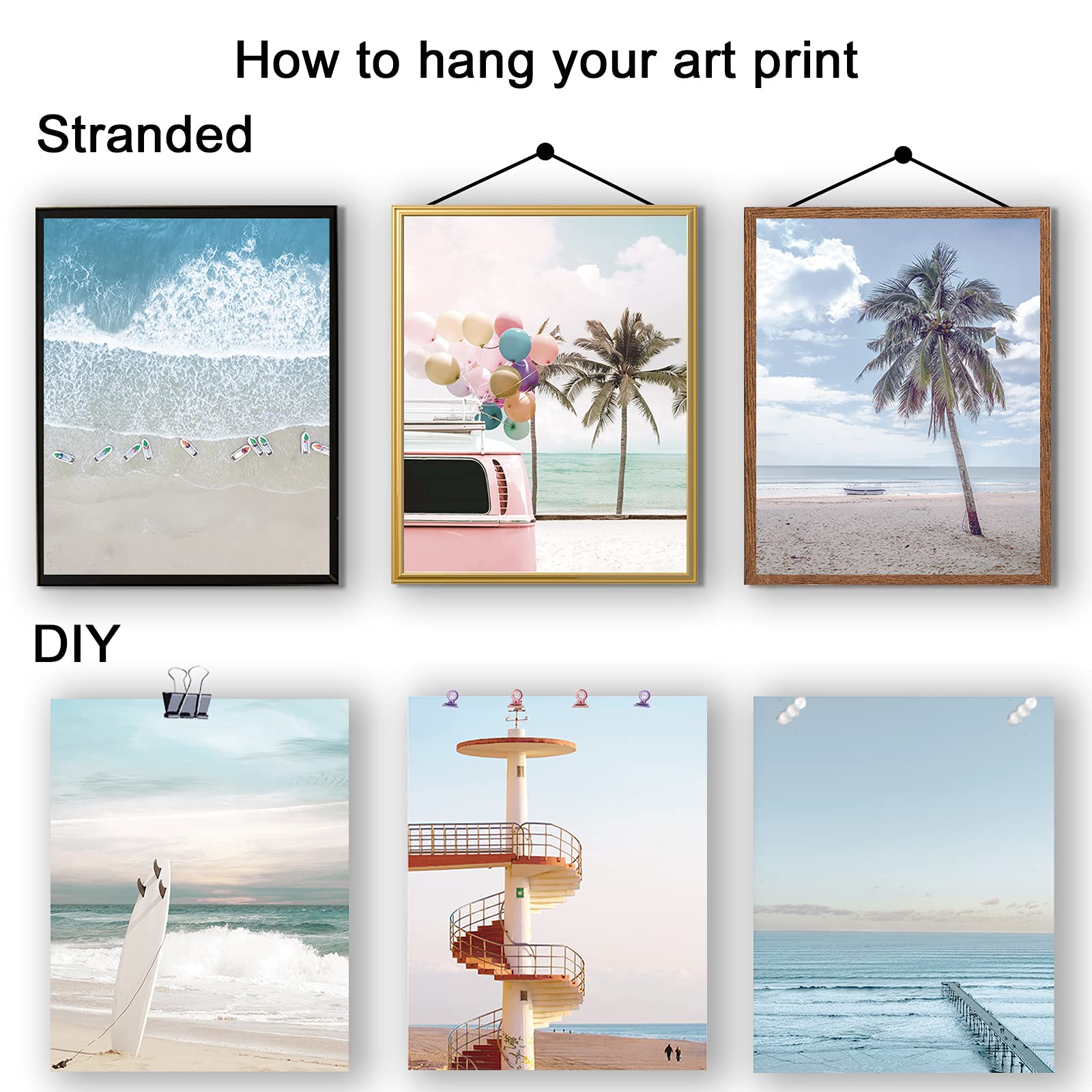 9 Pieces Beach Wall Art Prints Ocean Beach D  Cor Nautical Themed Posters Teens Girls Bedroom Decor, 8 X 10 Inch, Beach Wall Art