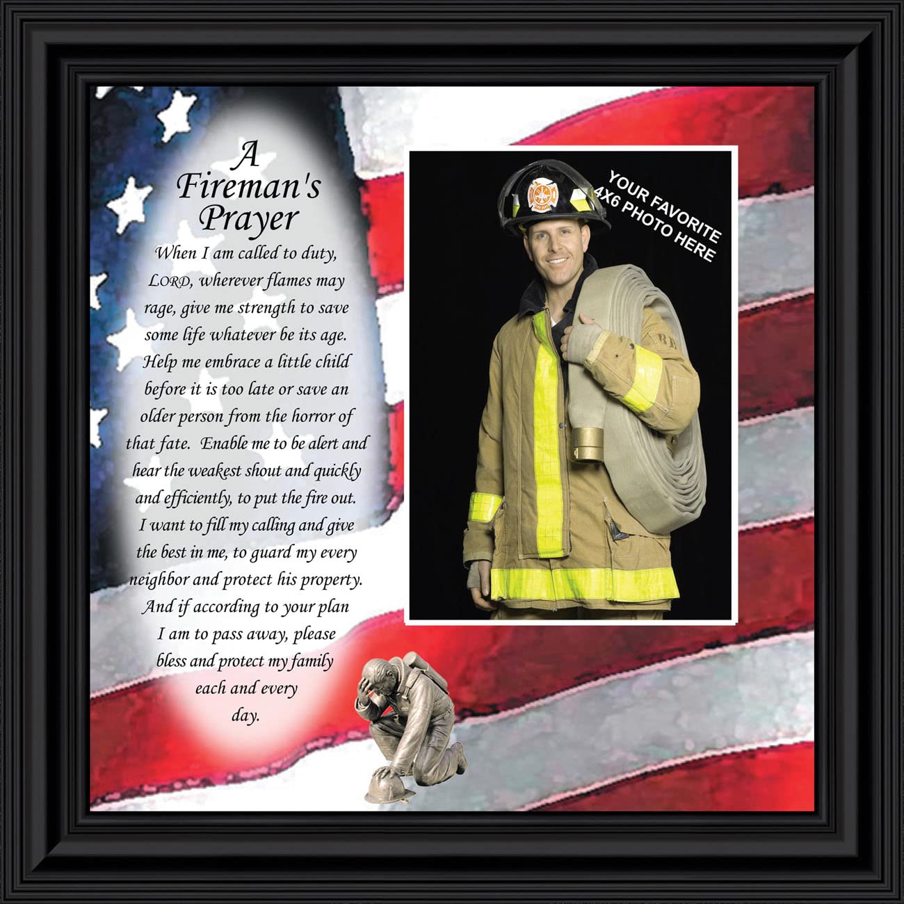 Crossroads Home D  cor Firemans Prayer Picture Frame, Firefighter Decor, Firefighter Graduation Present, 6795B