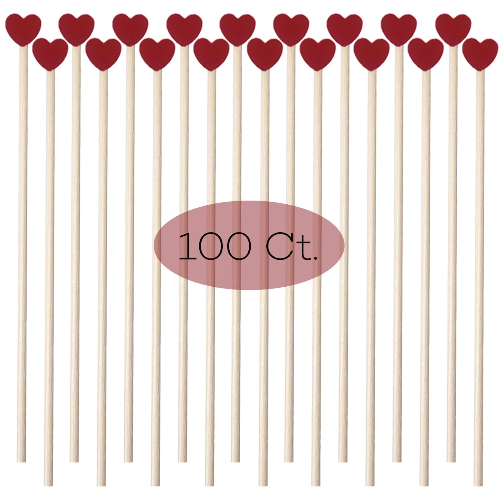 100 Pieces 6Inch Rock Candy Sticks with Heart-Shaped Wooden Sticks Wood Cake Sticks Drink Stirrer Sticks for Lollipop Coffee App