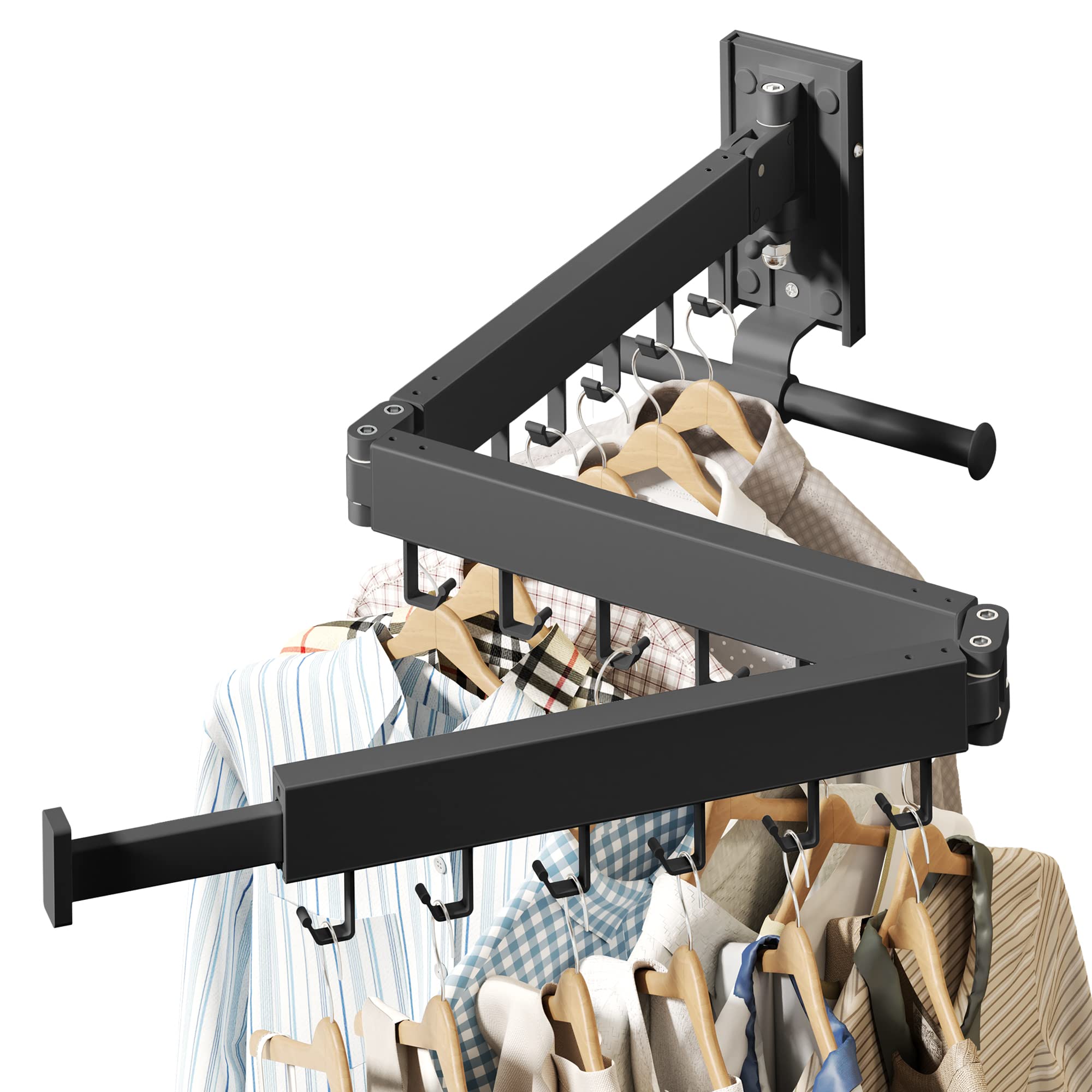 HEILAIYI Wall Mounted Clothes Hanger Clothes Drying Rack Laundry Drying Rack Clothes Rack Wall Mount Drying Rack Clothing Laundry Rack Folding Retractable Collapsible can Fold Upward & Left & Right