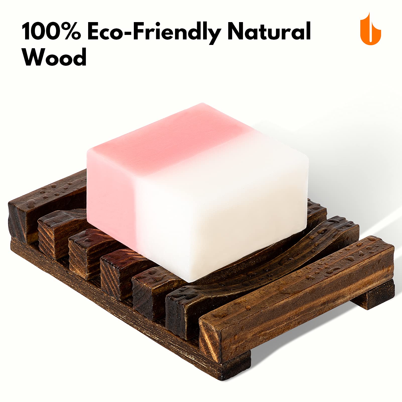 Urbanstrive Natural Wooden Soap Dish Soap Saver Holder Soap Tray For Bathroom, Biodegradable, Zero Waste, Plastic Free, Charcoal