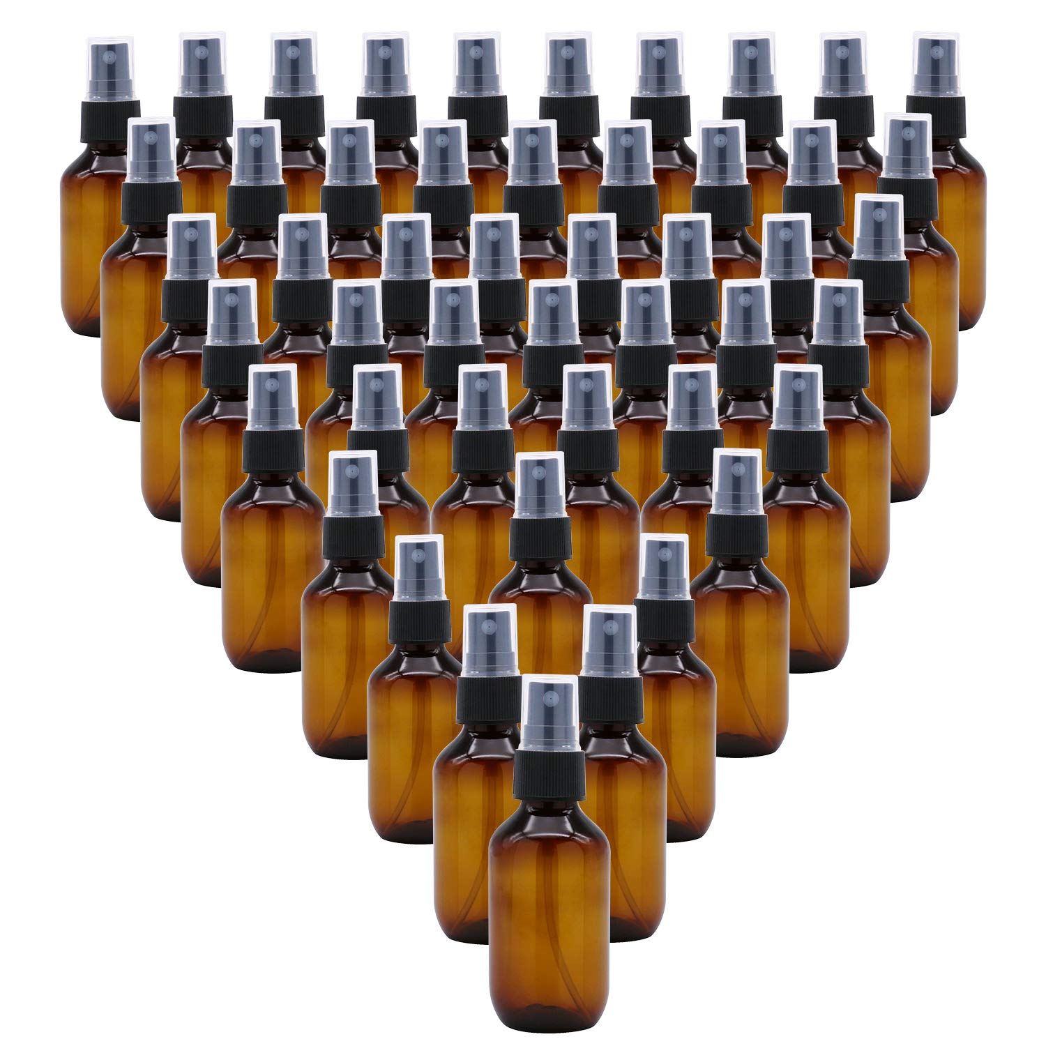 Syntecso 96 Pack 2Oz Amber Plastic Spray Bottles, Fine Mist Spray Bottles For Essential Oils, Water Spray Bottle For Hair Plant
